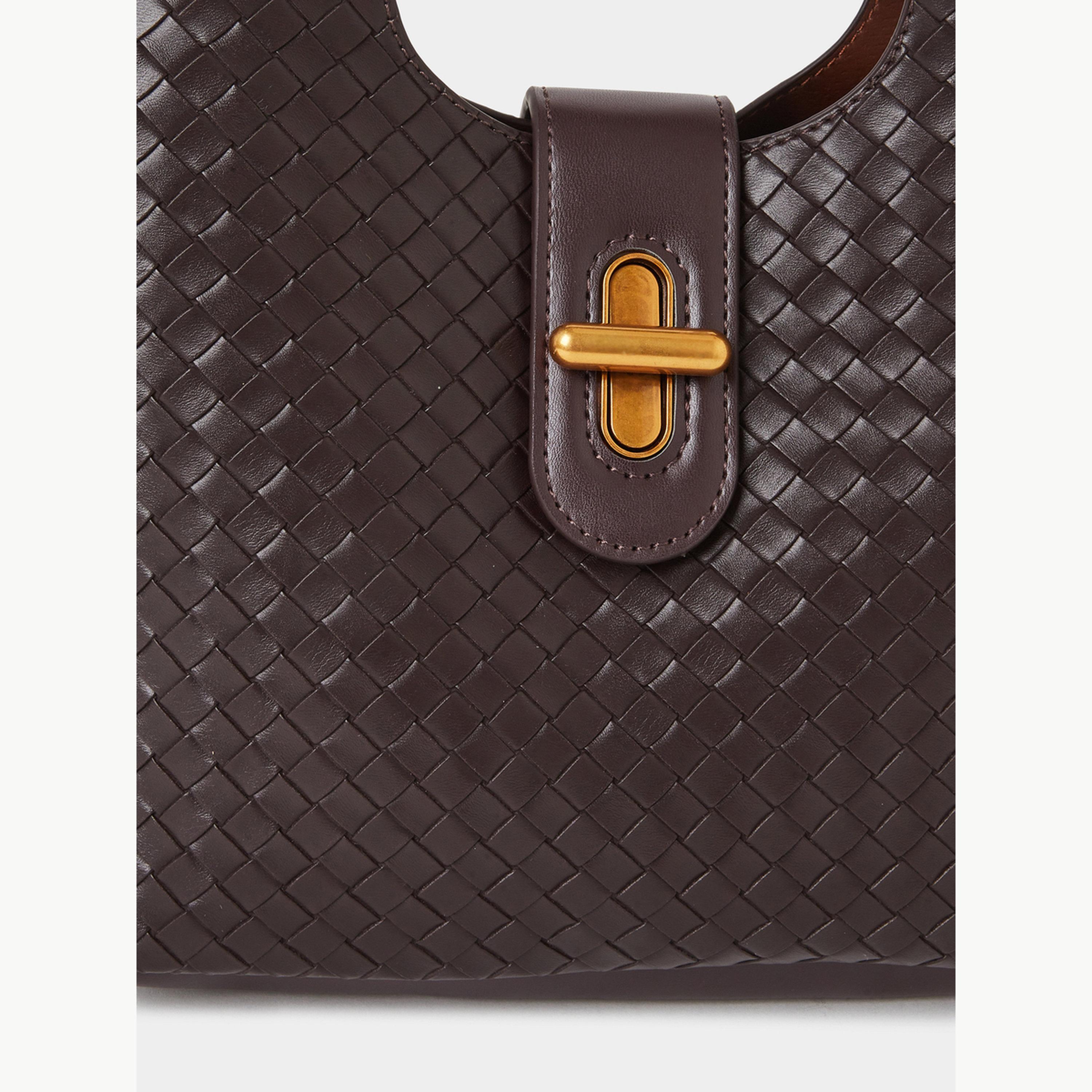 شنطة يد منسوجة بتفاصيل بارزة الملمس وقفل دوار-women-bagsandwallets-handbags-image-3