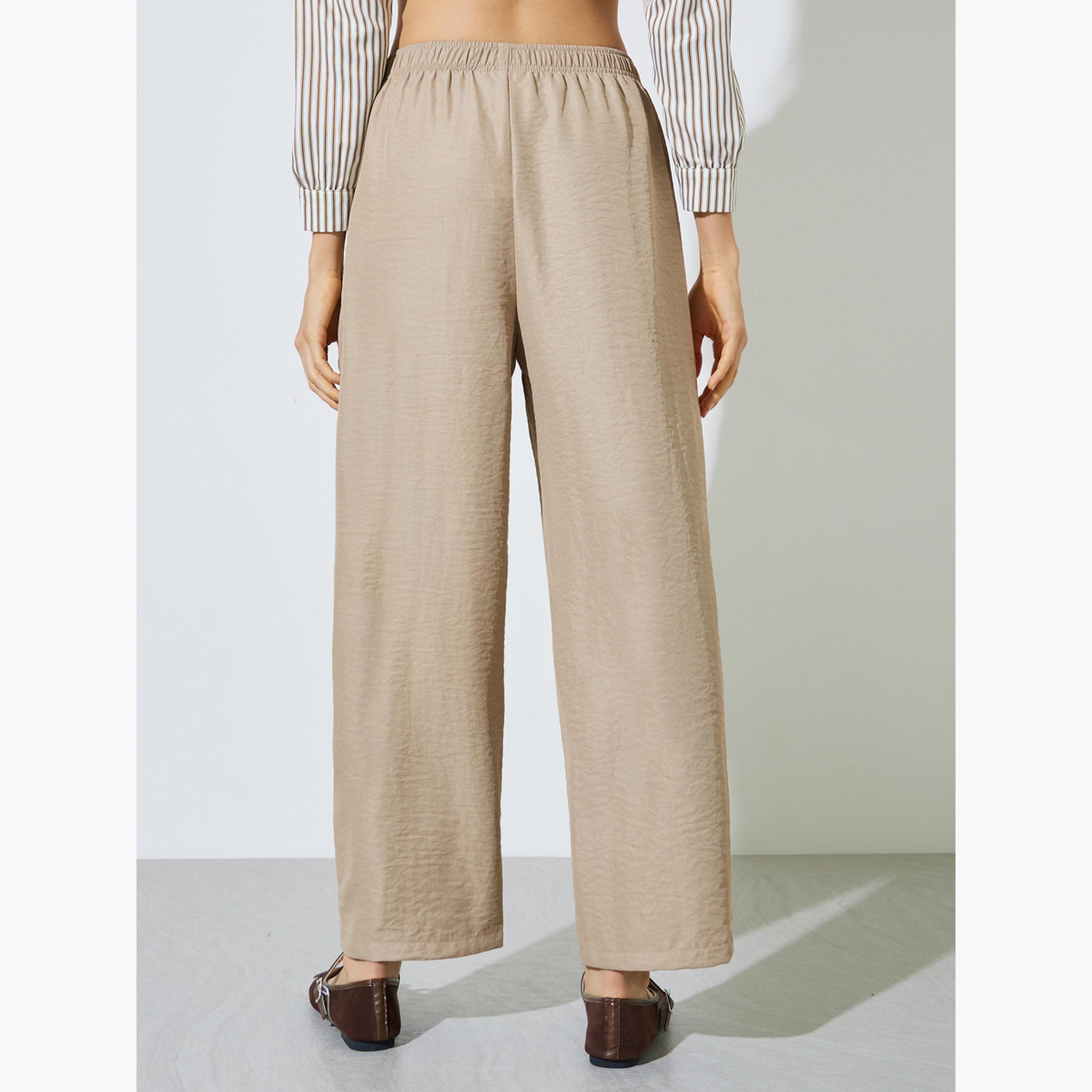 Styli Beige Mid Rise Straight Leg Pants with Side Pocket-women-clothing-bottoms-joggers-image-4