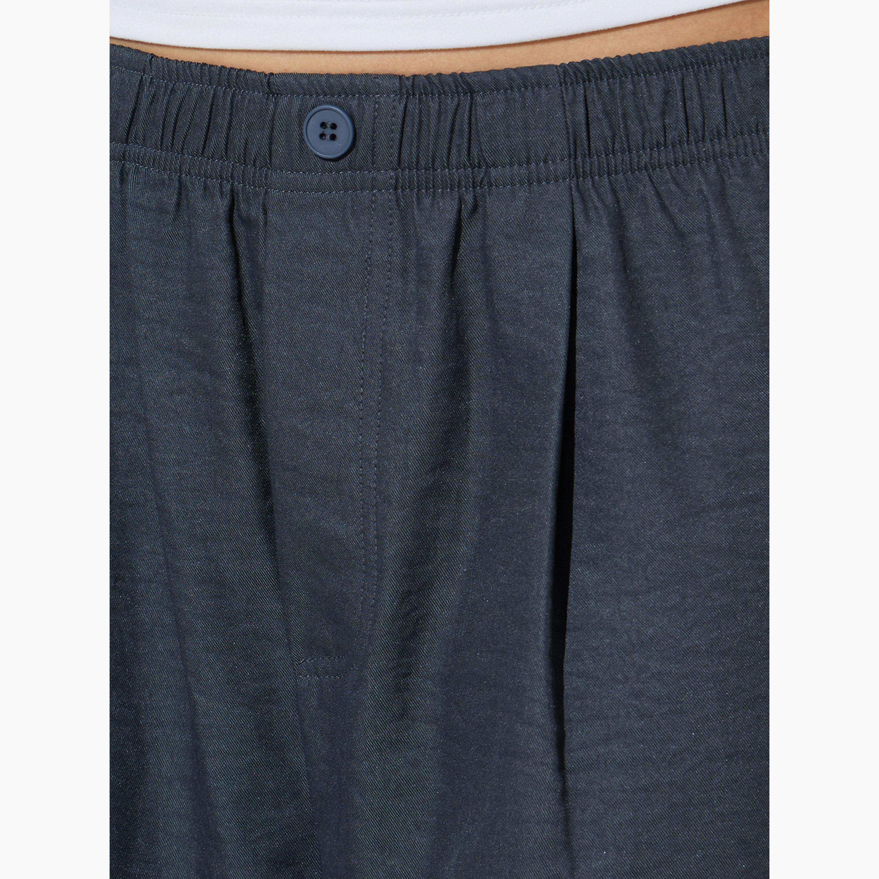 Styli Navy Blue Mid Rise Straight Leg Pants with Side Pocket-women-clothing-bottoms-joggers-image-3