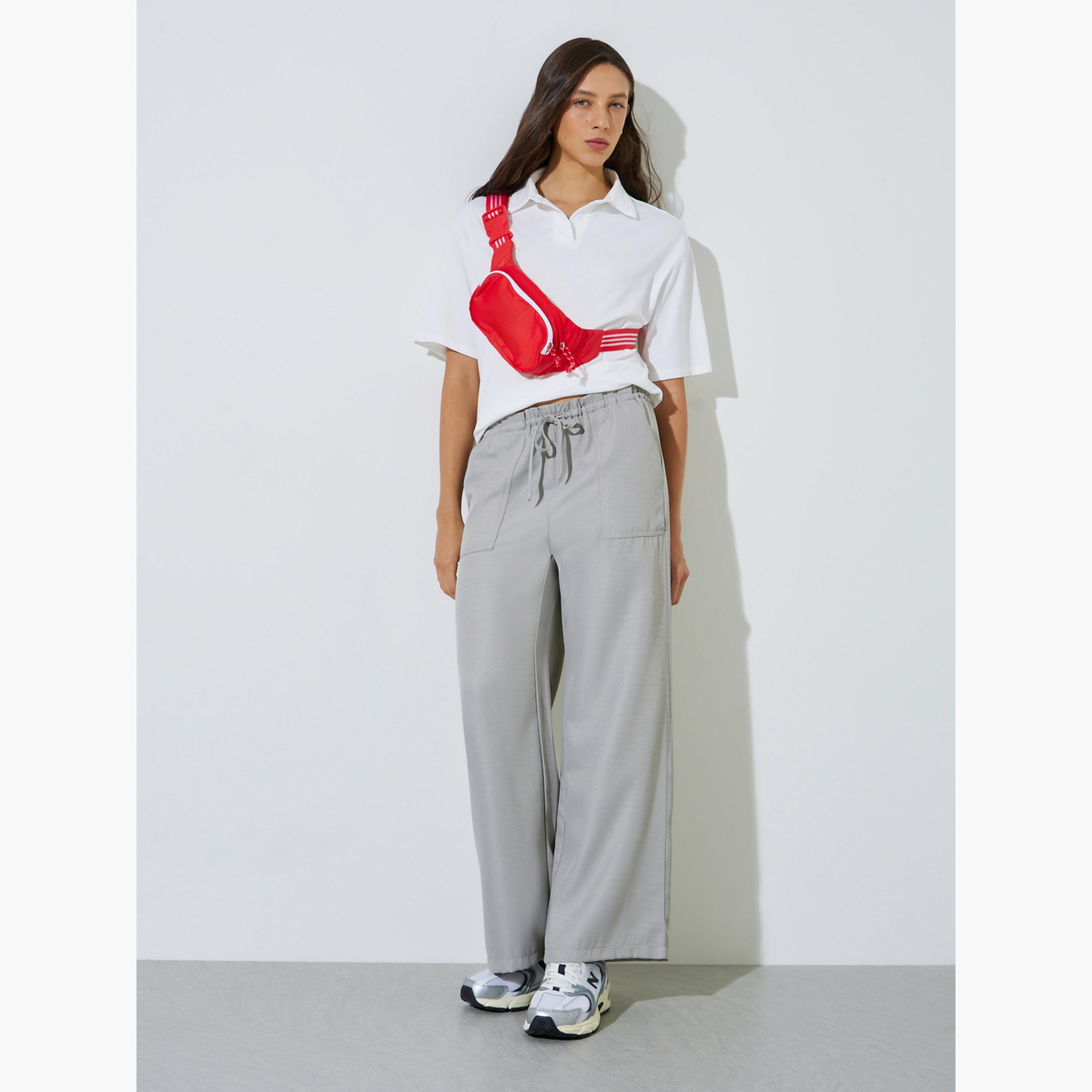 Styli Grey Drawstring Wide-Leg Pants-women-clothing-bottoms-joggers-image-2