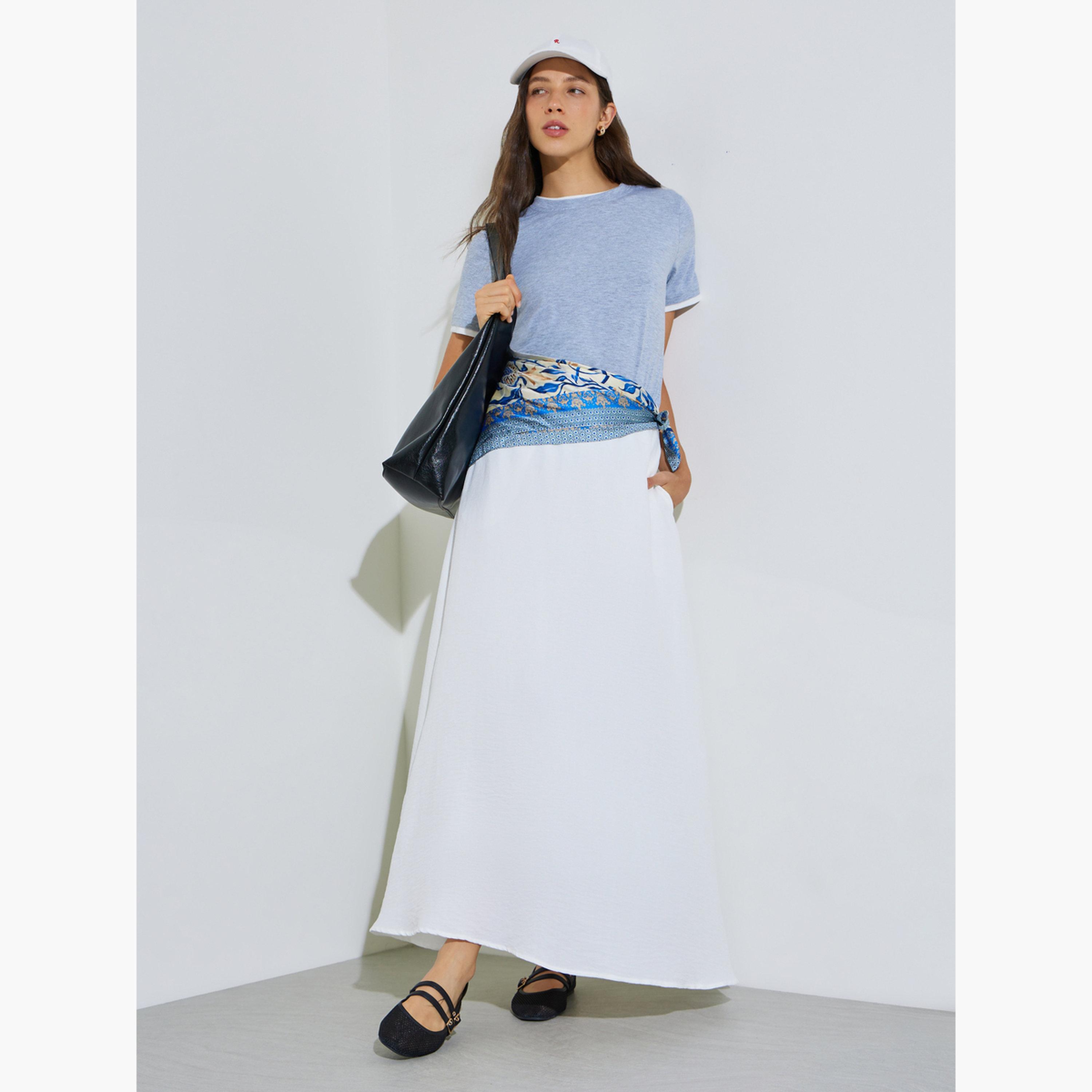 Styli Off-White Side Pocket detail A-Line Maxi Skirt-women-clothing-bottoms-skirts-image-2