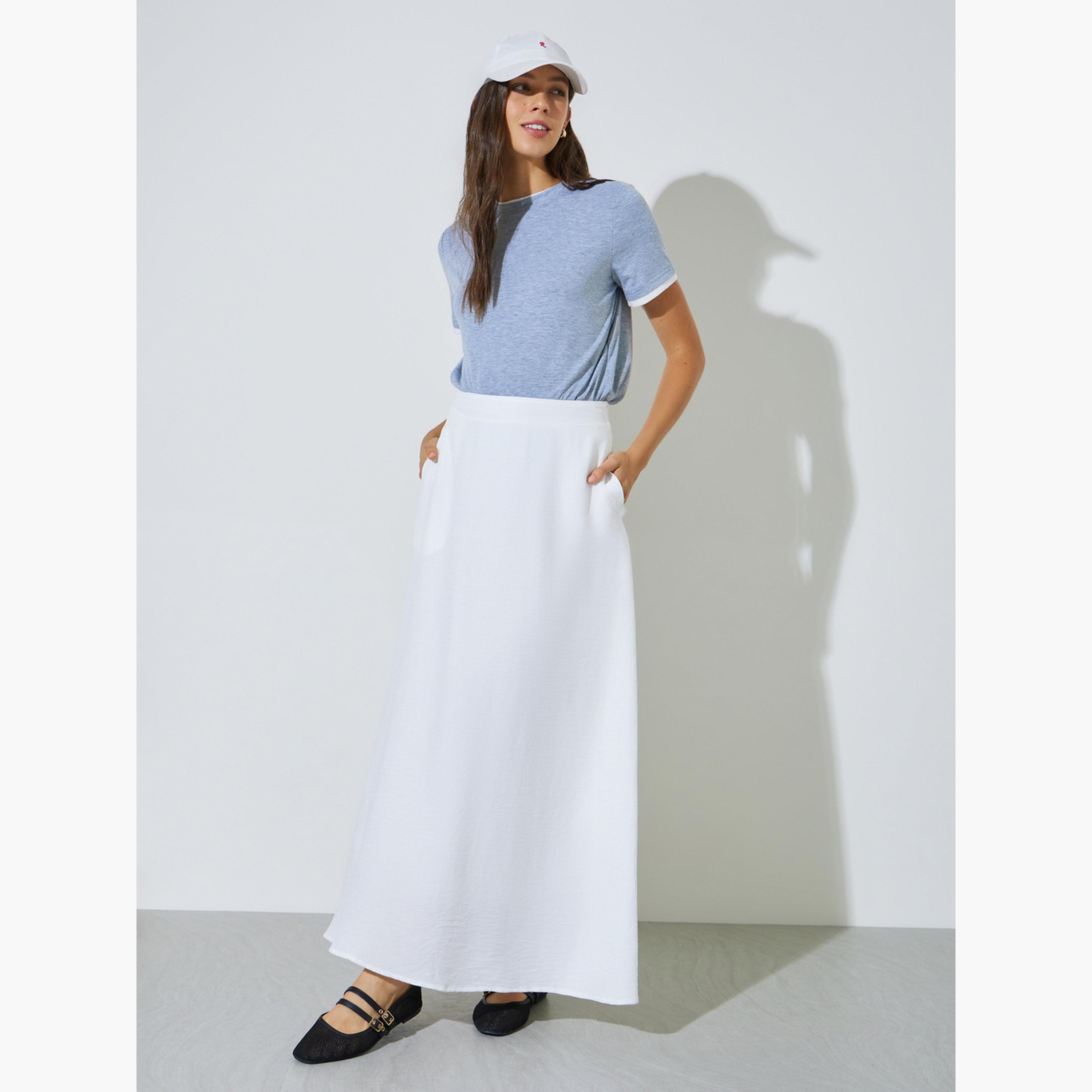 Styli Off-White Side Pocket detail A-Line Maxi Skirt-women-clothing-bottoms-skirts-image-5