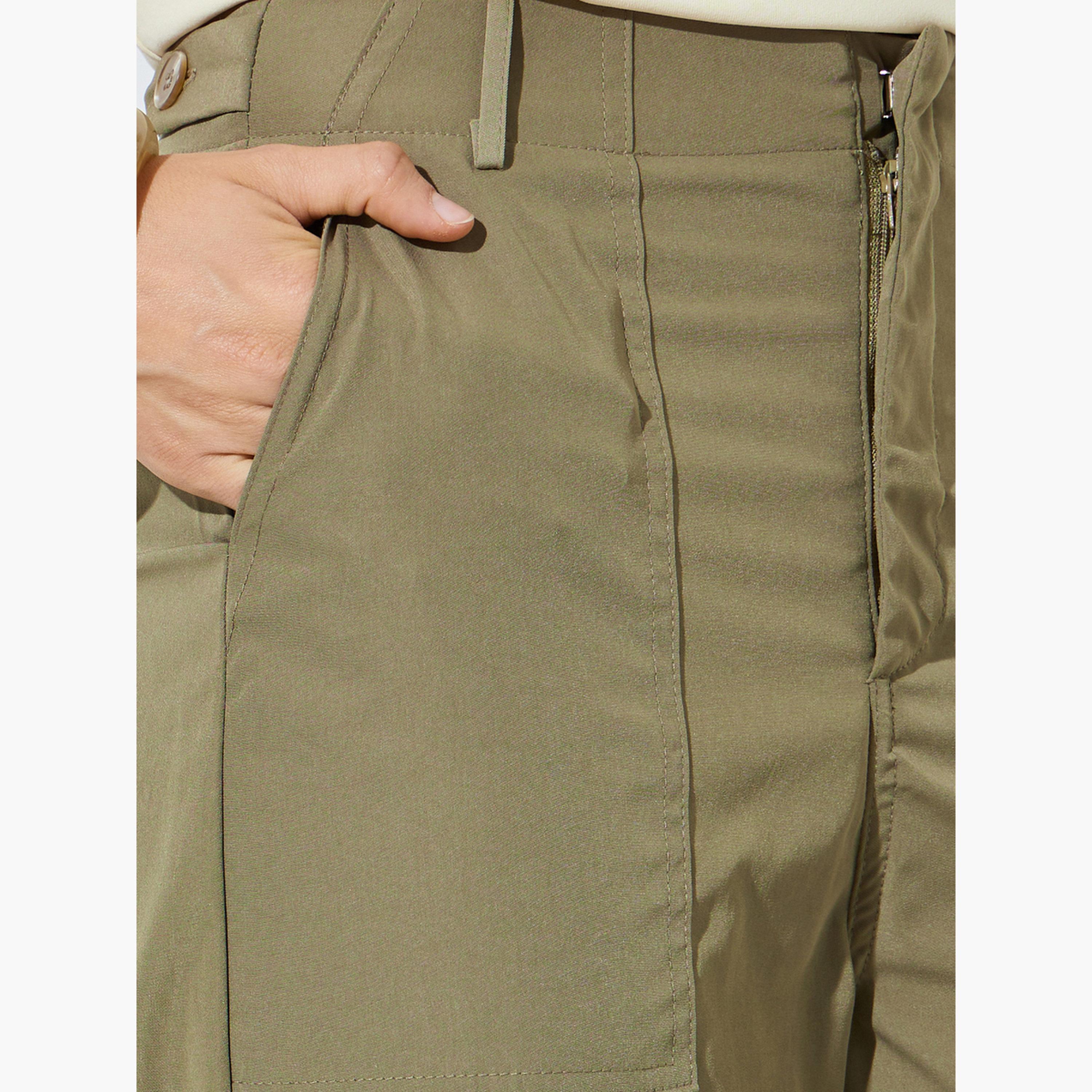 Styli Olive Baggy Fit Solid Pants-women-clothing-bottoms-trousers-image-3