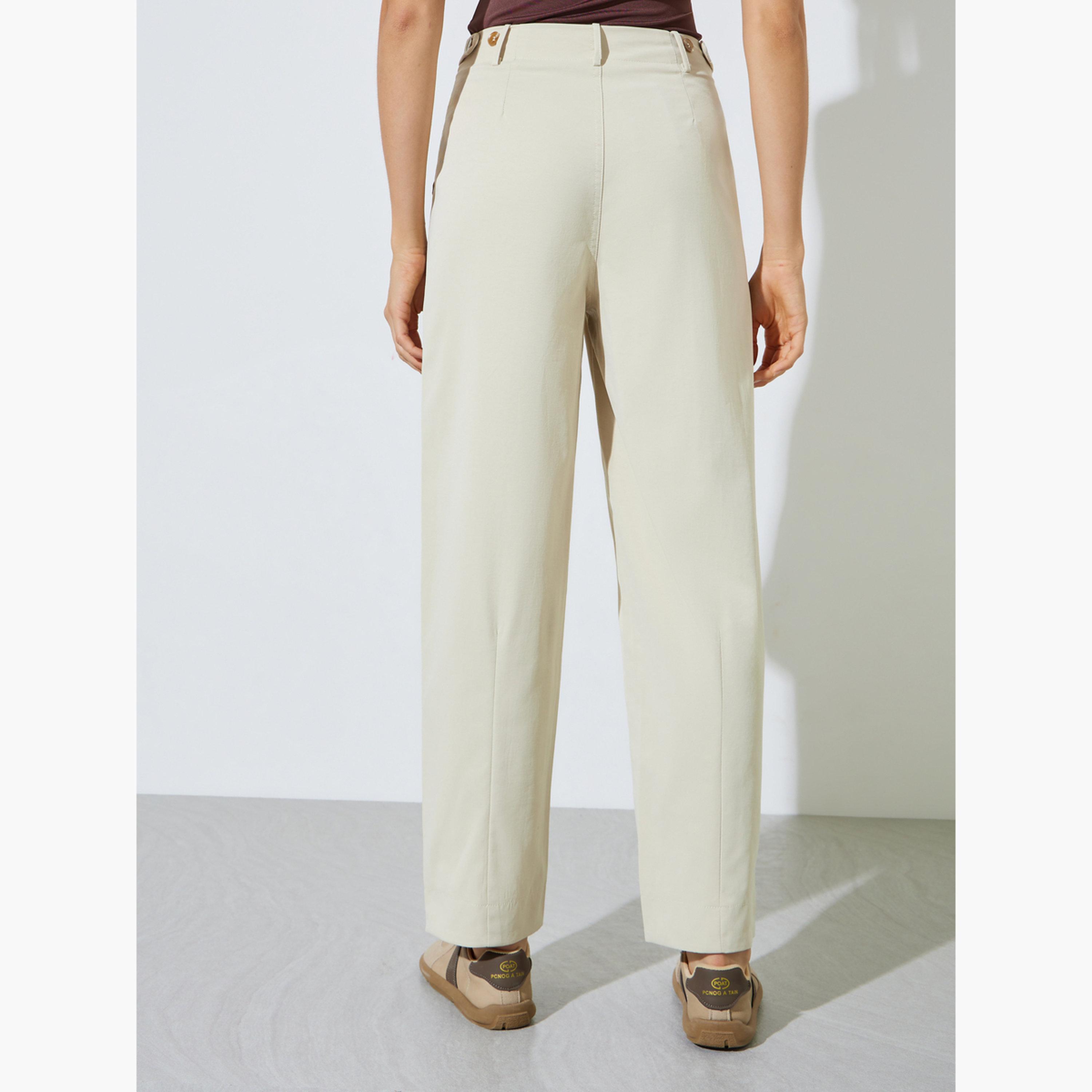 Styli Off White Baggy Fit Solid Pants-women-clothing-bottoms-trousers-image-4