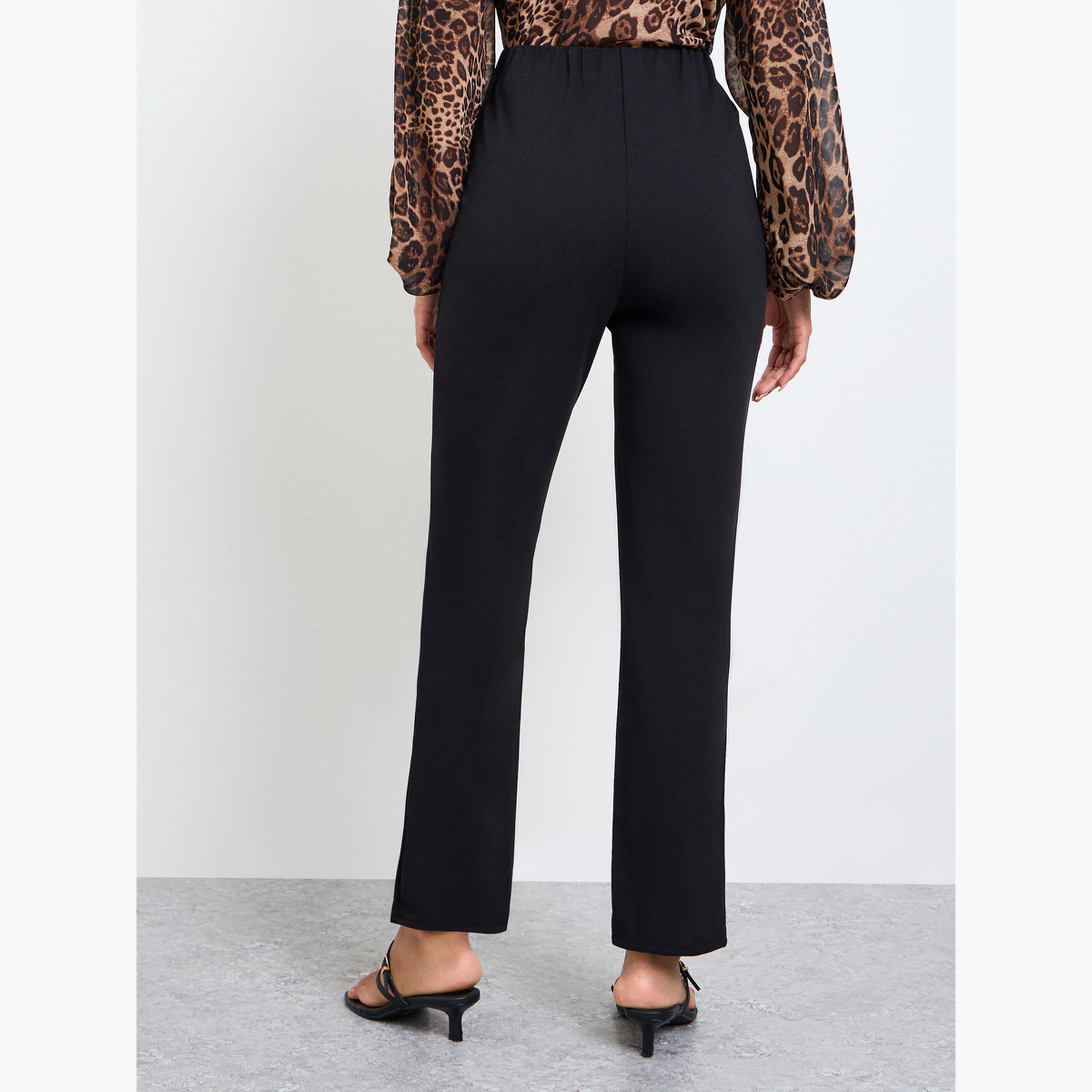 تيك تو - بنطال ضيق بتفاصيل جيب سلسلة سوداء-women-clothing-bottoms-joggers-image-4