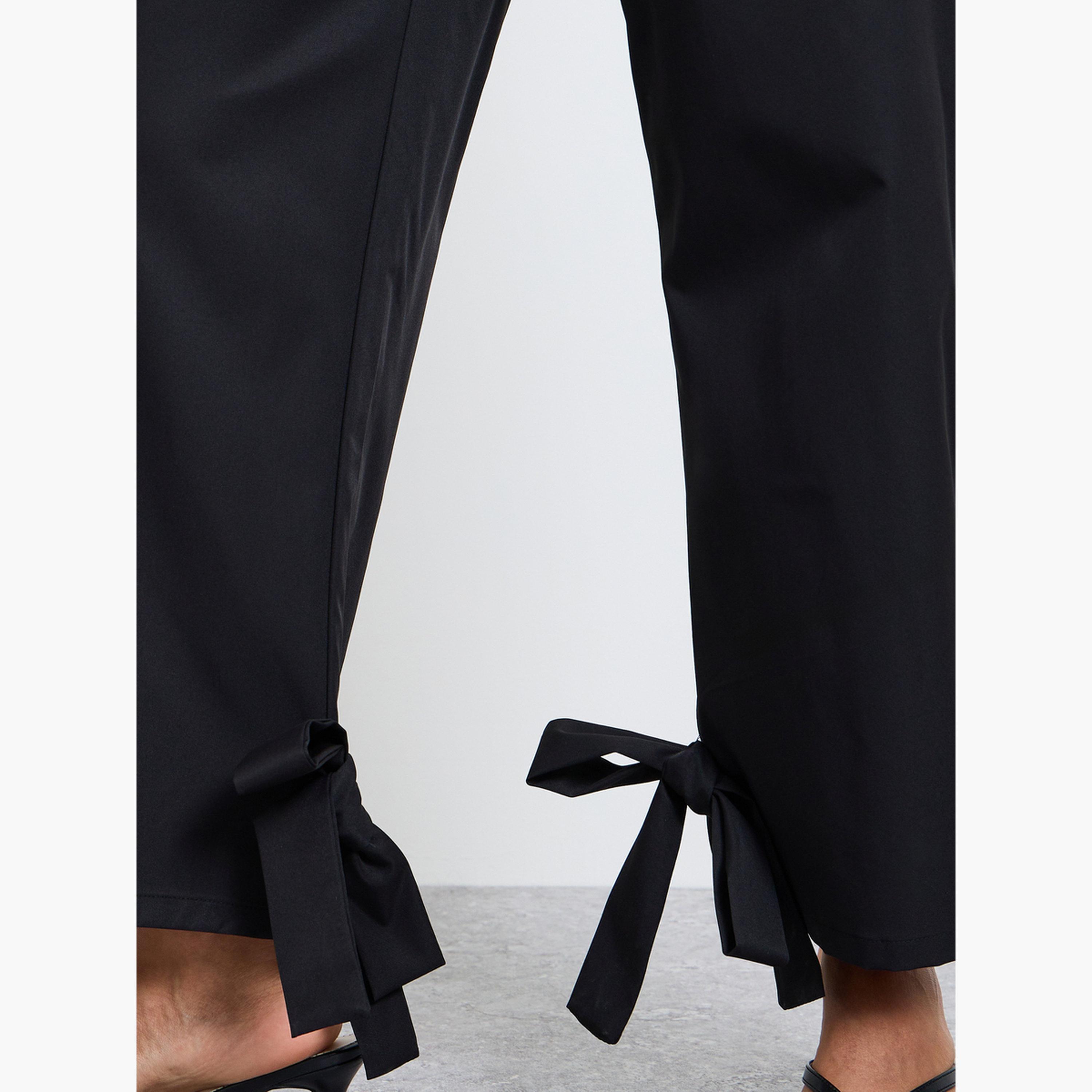 Take Two Black Wide Leg Pants with Cuff Ties-women-clothing-trousers-image-3