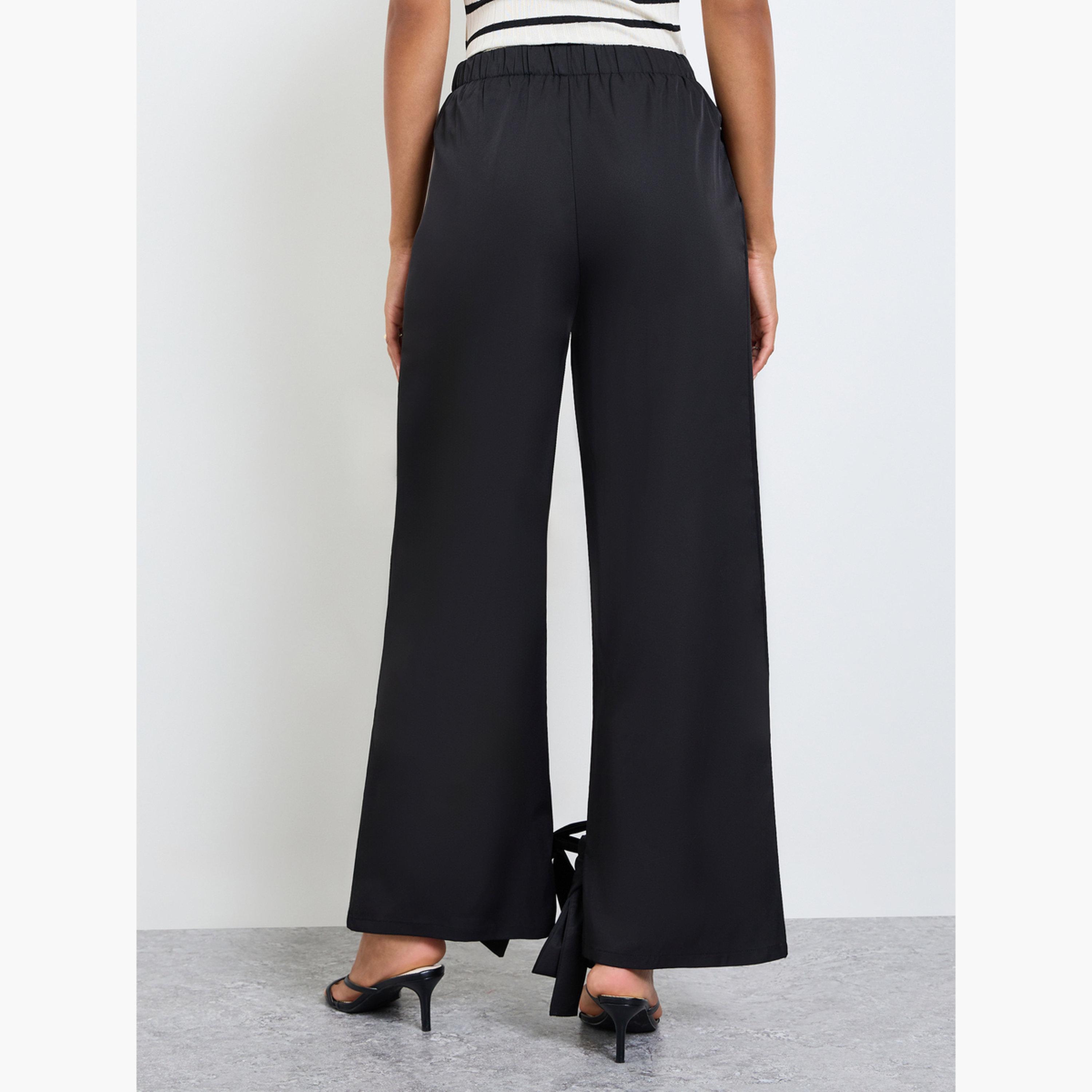 بنطال بأرجل واسعة برباط عند الحافة-women-clothing-trousers-image-4