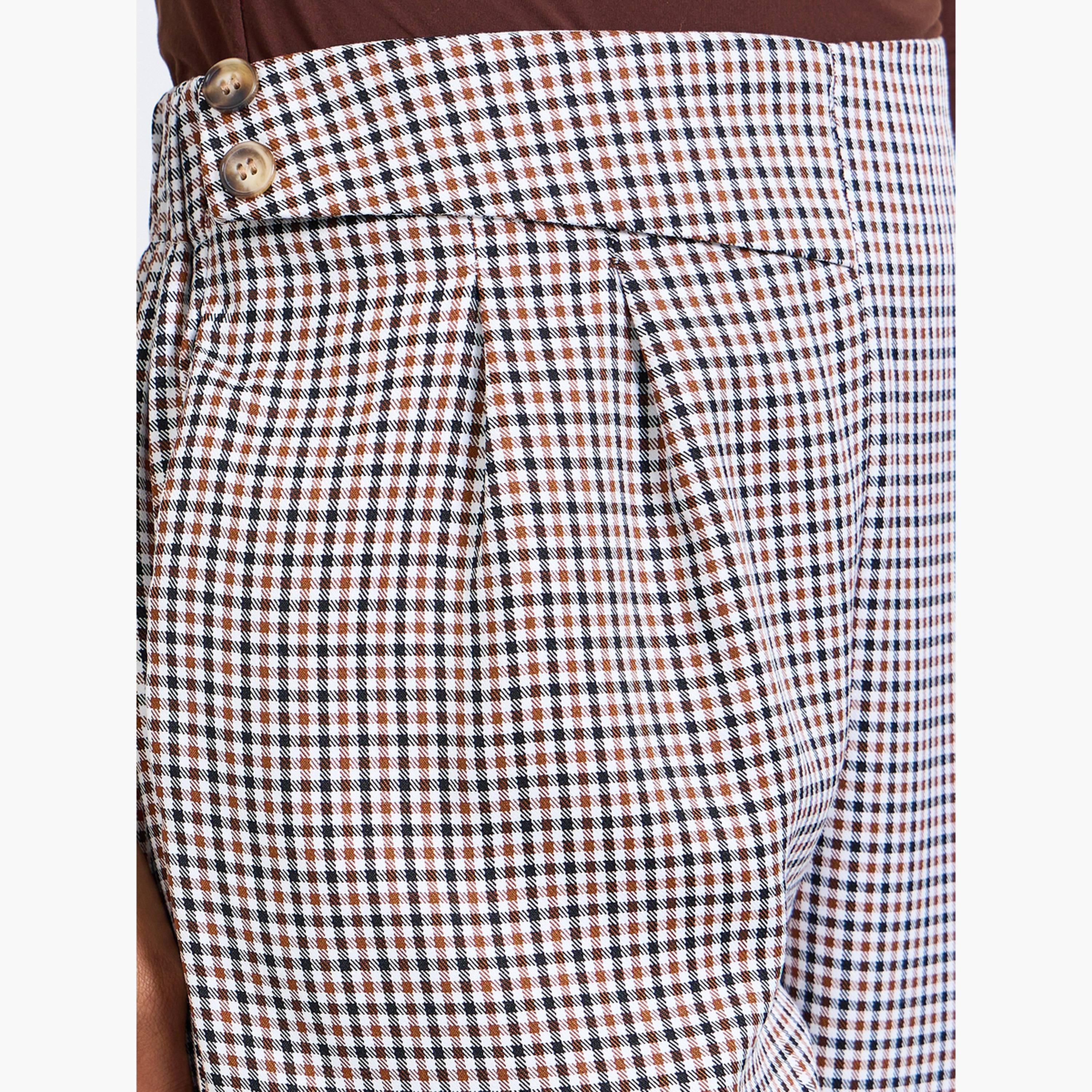 بنطال بقصة مستقيمة بنمط مربعات متعدد الألوان-women-clothing-trousers-image-3