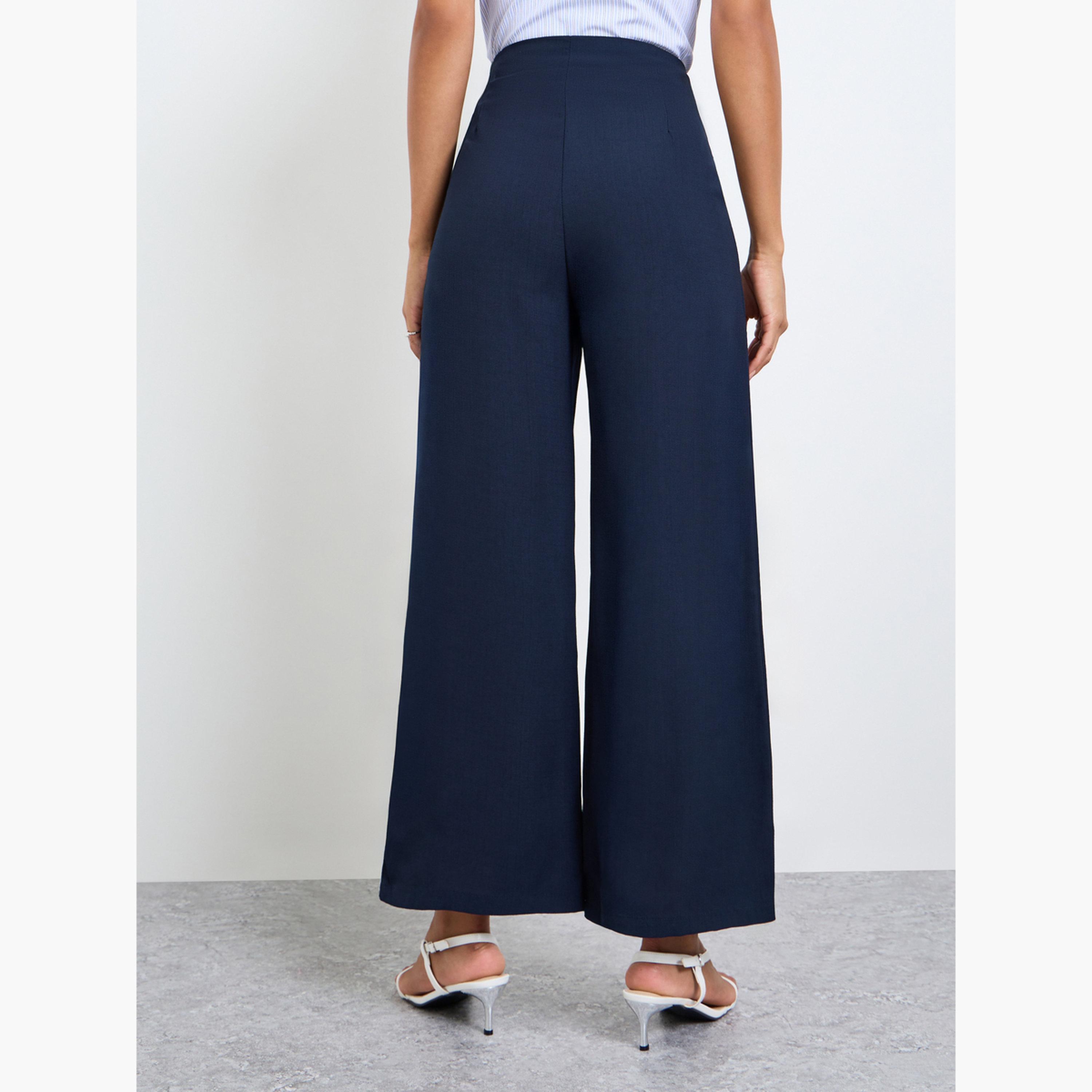 Take Two Navy Blue High Rise Wide Leg Pants-women-clothing-bottoms-trousers-image-4