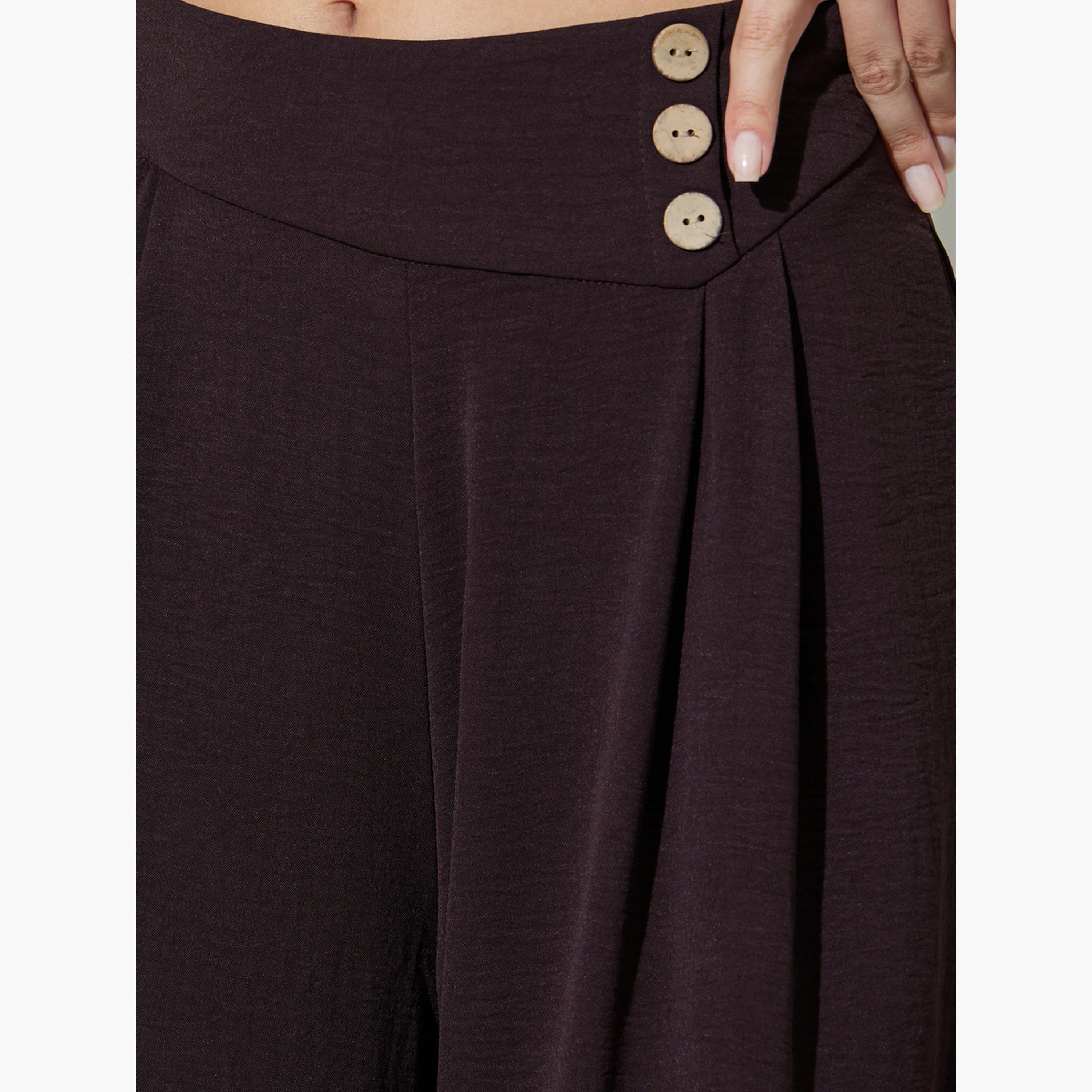 Take Two Brown Fold-Pleat Detail Wide Leg Pants-women-clothing-trousers-image-4