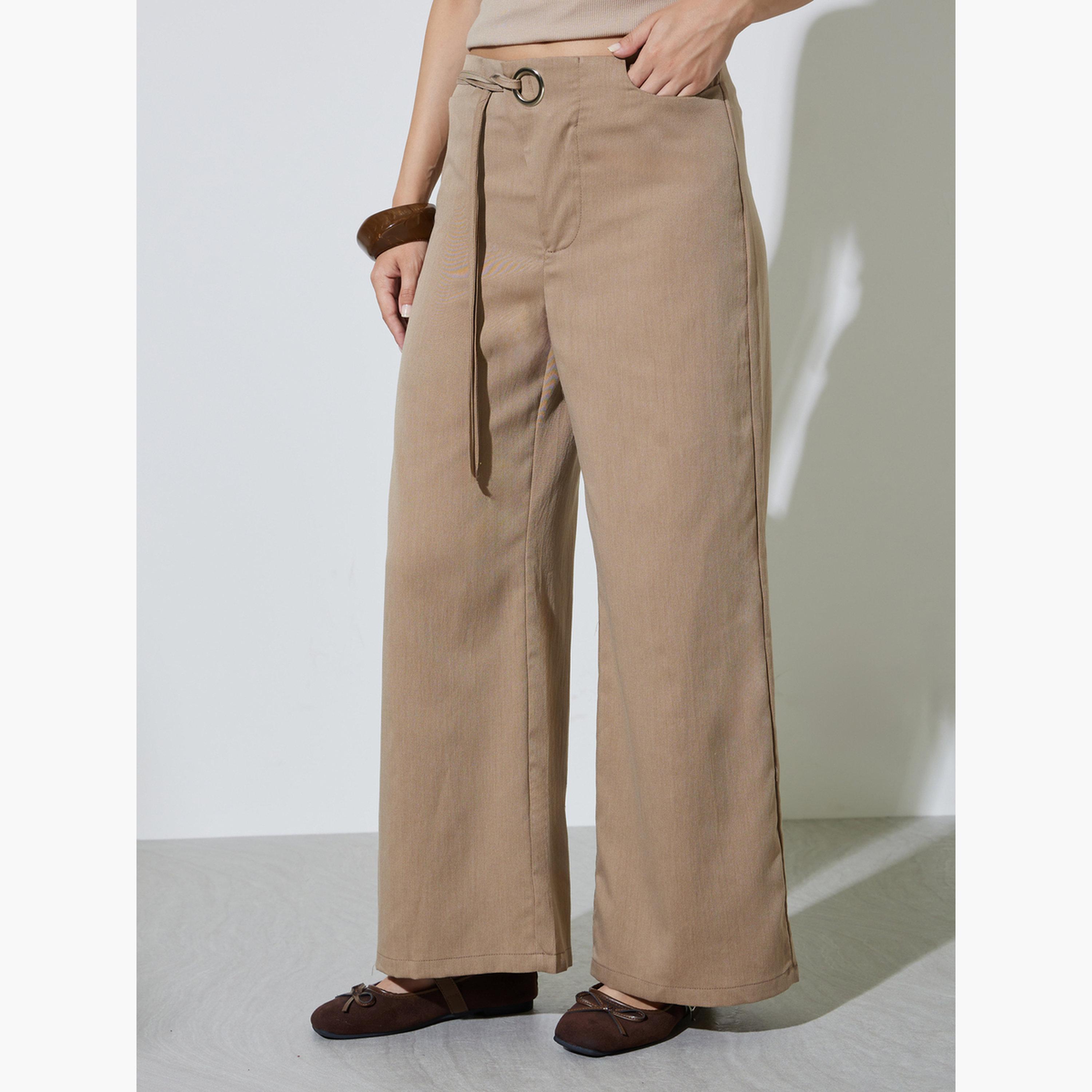 Take Two Tan Wide Leg Pants with Cord Detail-women-clothing-trousers-image-1