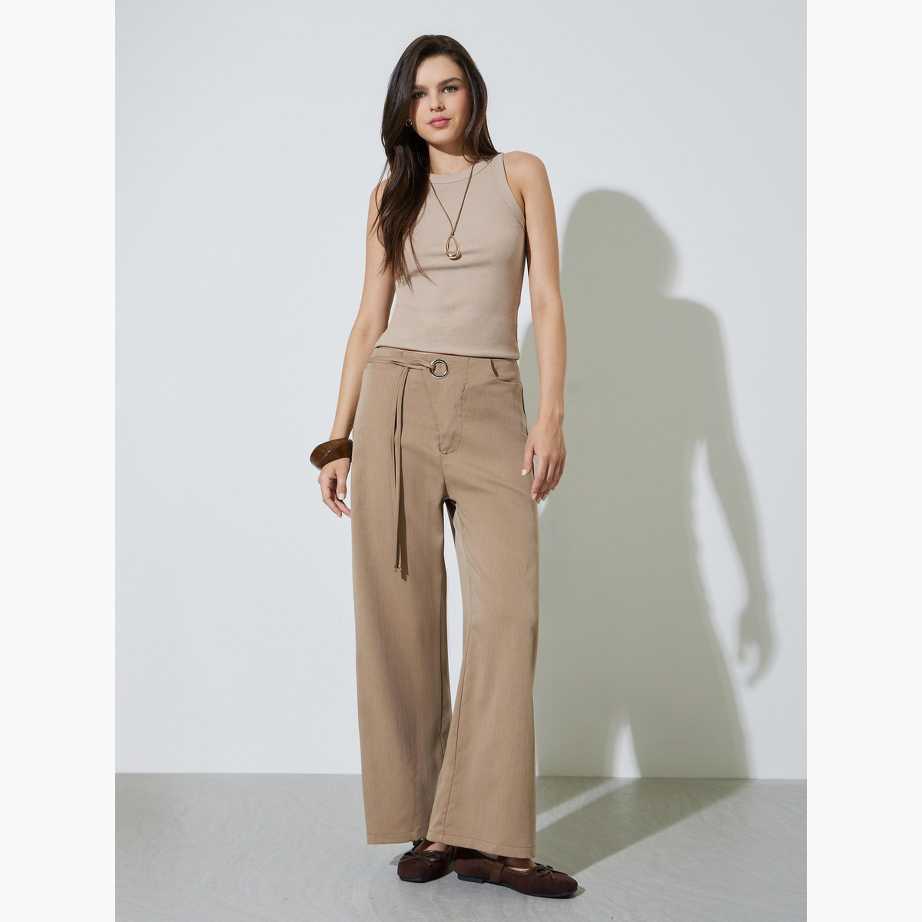 Take Two Tan Wide Leg Pants with Cord Detail-women-clothing-trousers-image-3