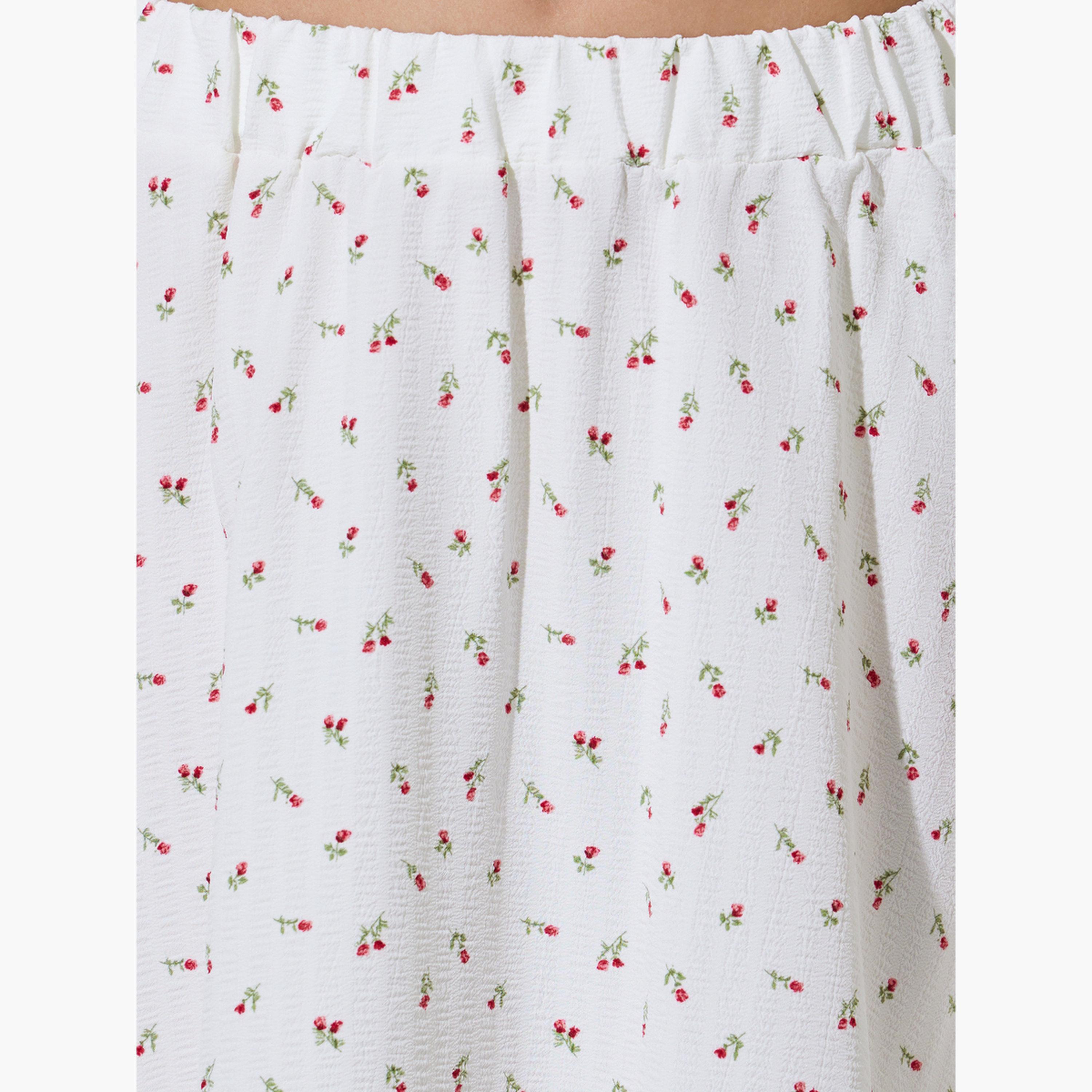 Take Two White Ditsy Print A-Line Maxi Skirt-women-clothing-skirts-image-3