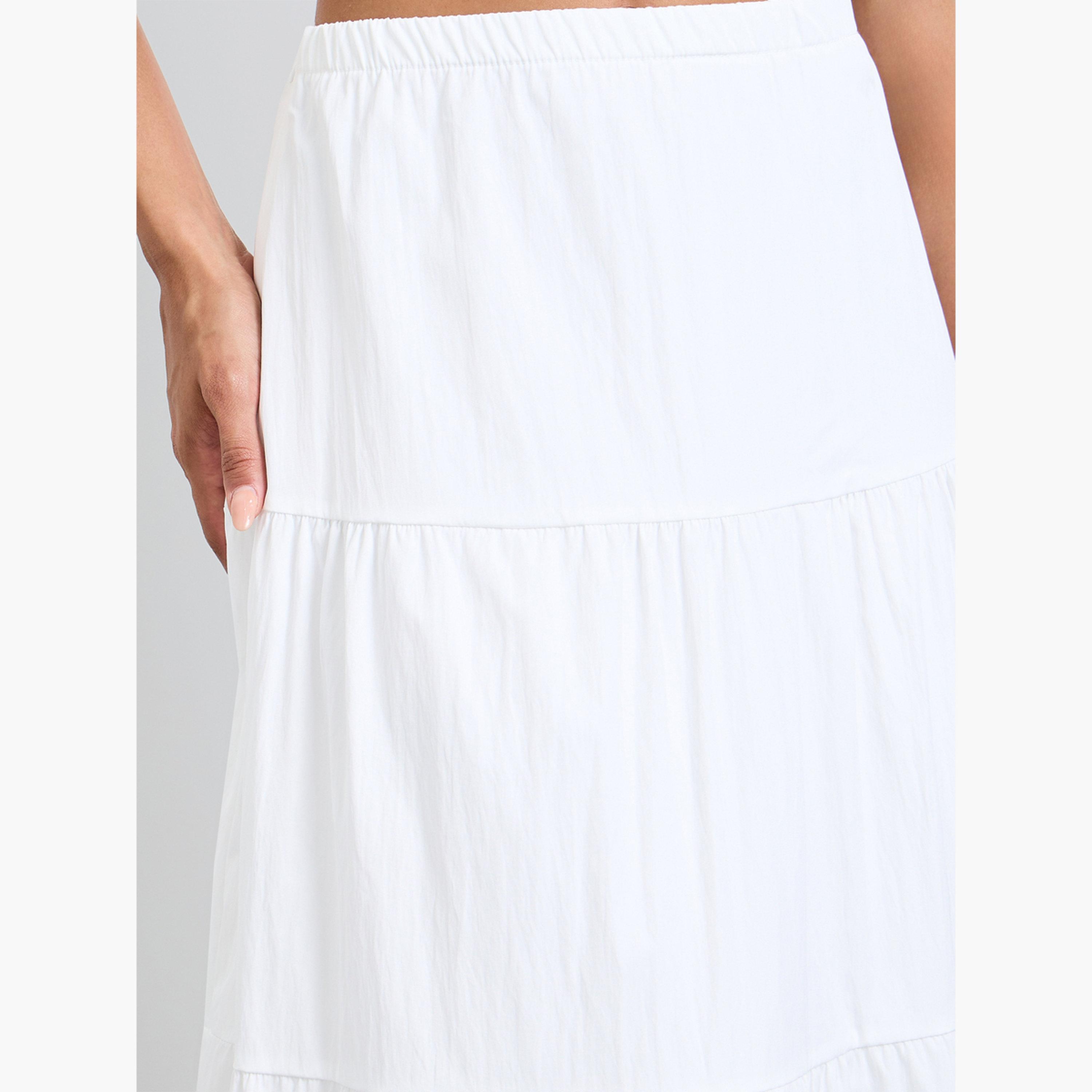 Take Two White Solid Tiered Maxi Skirt-women-clothing-bottoms-skirts-image-3