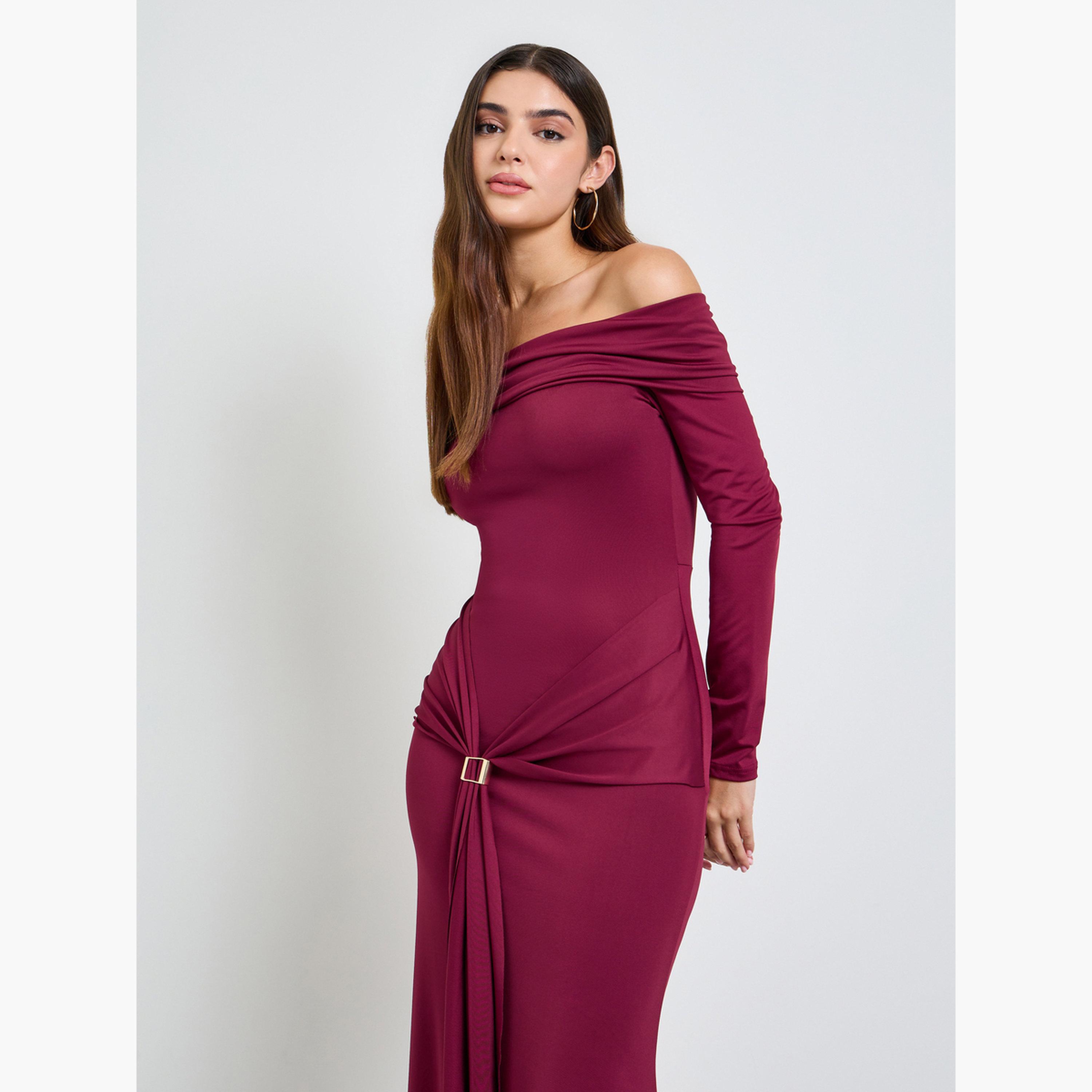 Take Two Burgundy Off Shoulder Evening Maxi Dress-women-clothing-dresses-image-2