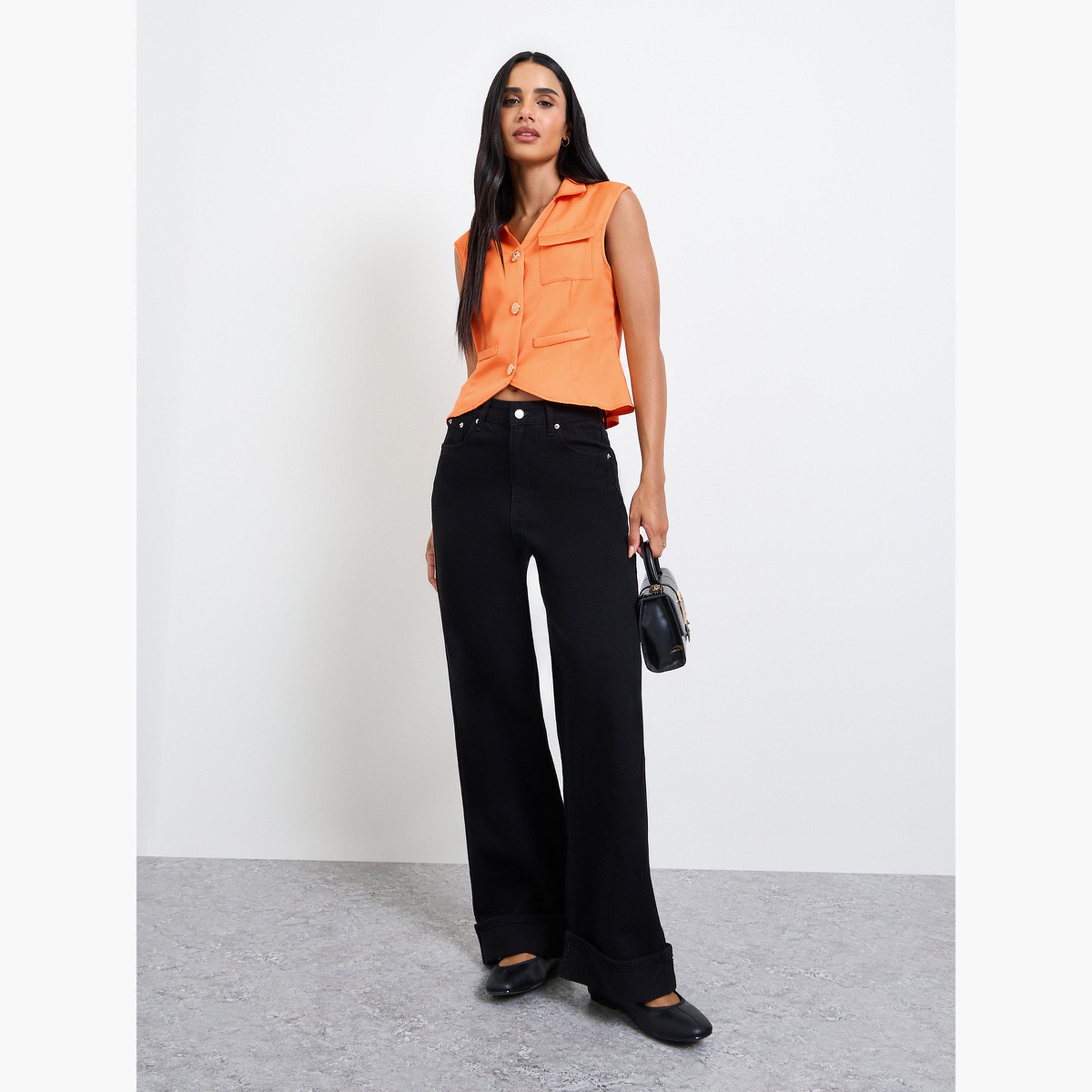 تيك تو - صدرية برتقالية بدون أكمام-women-clothing-shirtsandblouses-blouses-image-2