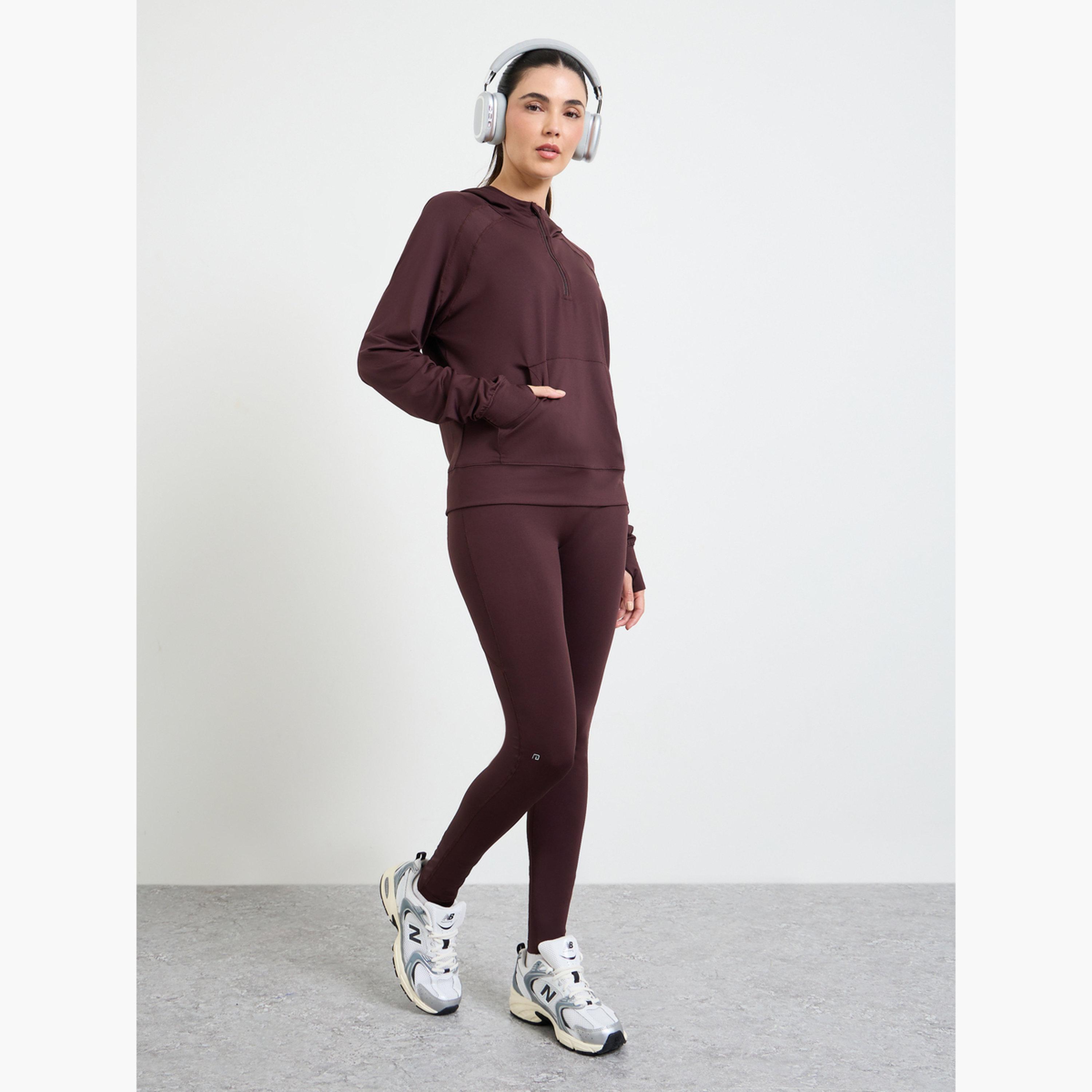 Styli Pack of 3 - Half Zip Up Loose Fit Hooded Top, Sport Bra and Leggings Set-sports-women-clothing-trackpantsandtracksuits-image-2