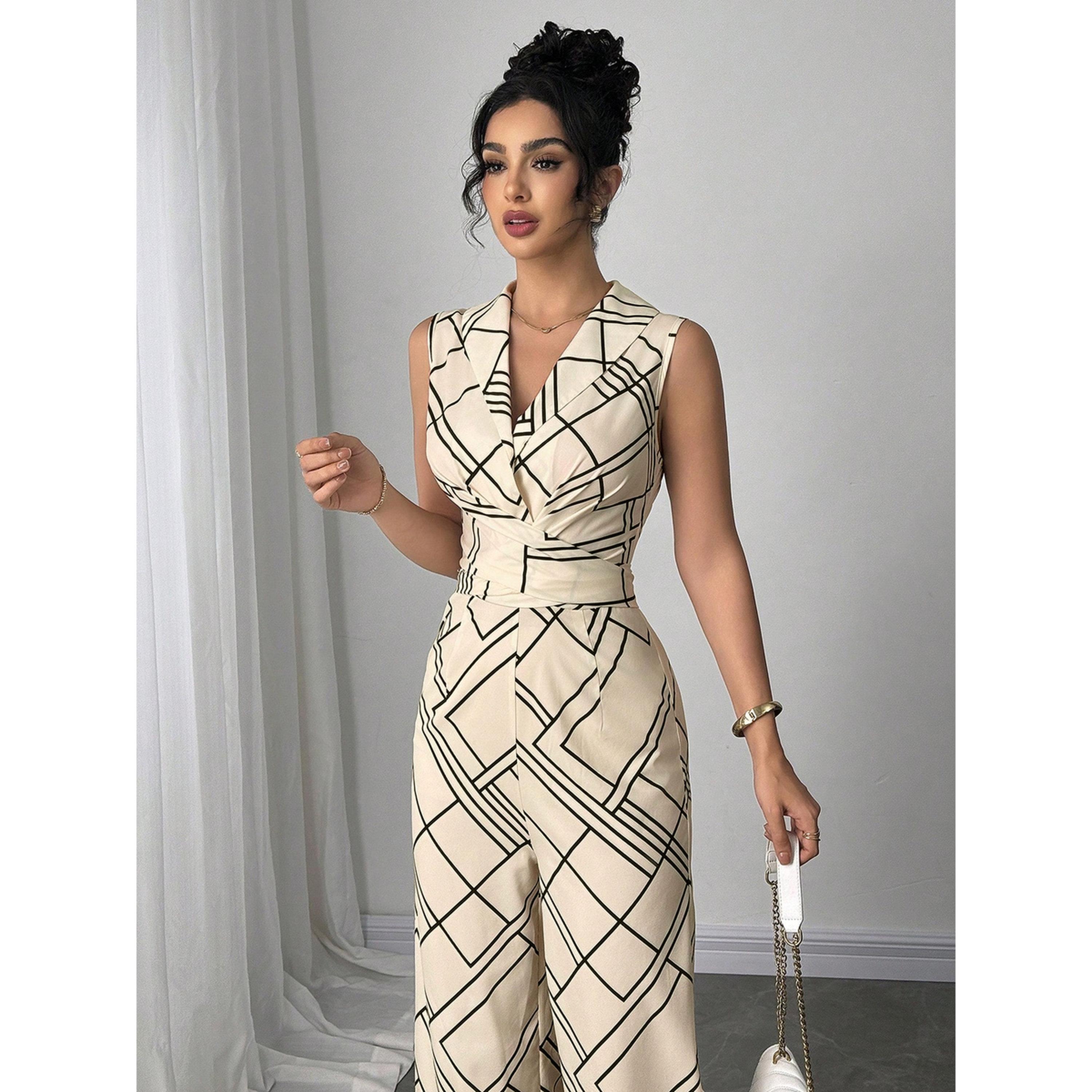 جمبسوت واسع دون أكمام ونمط مطبوع هندسي-women-clothing-jumpsuits-image-2