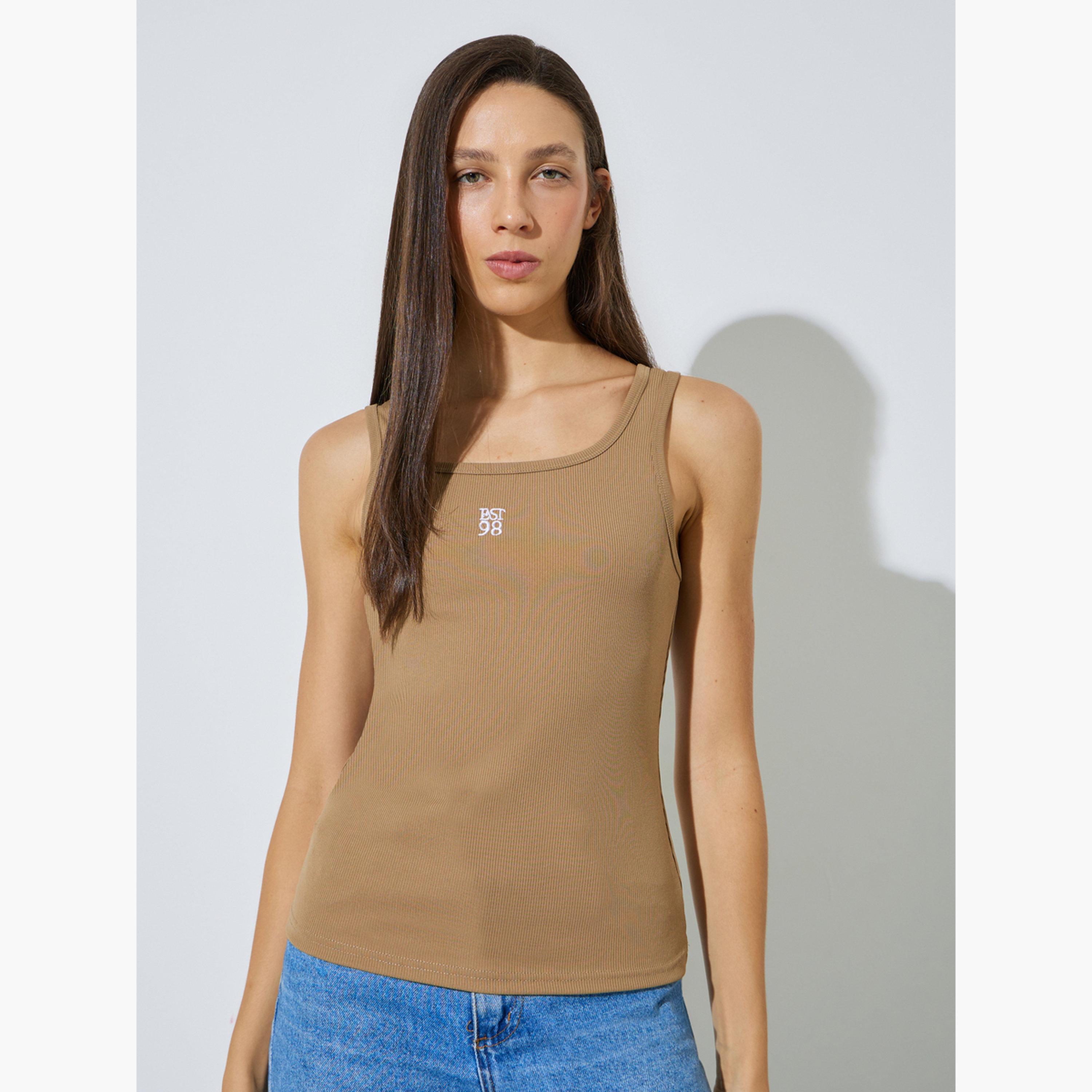 طقم مكون من قطعتين بلوزة بلا أكمام وقميص مخطط مريح-women-clothing-shirtsandblouses-shirts-image-5