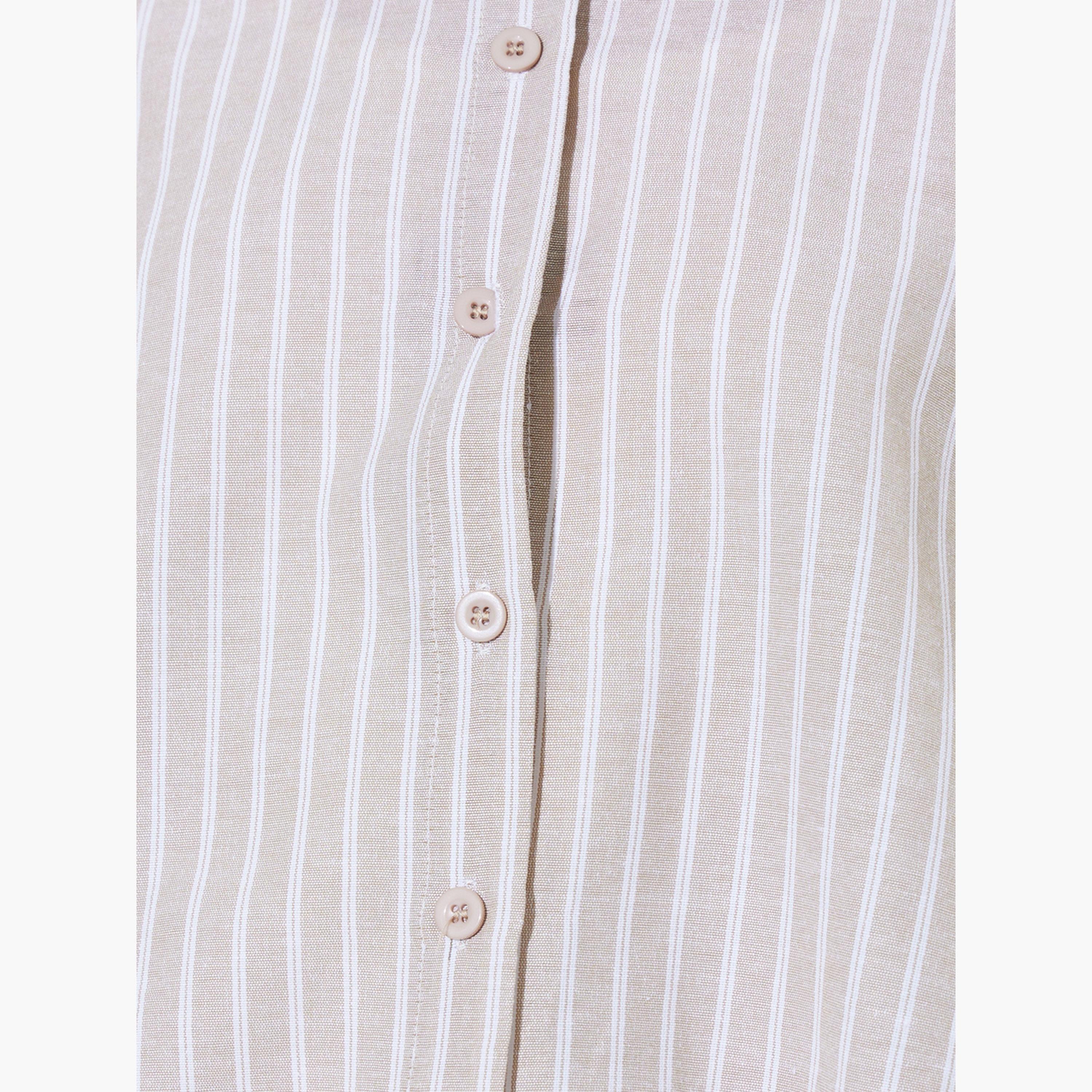 ستايلي - طقم قطعتين - قميص مخطط بأكمام طويلة وقميص داخلي بدون أكمام-women-clothing-shirtsandblouses-shirts-image-9