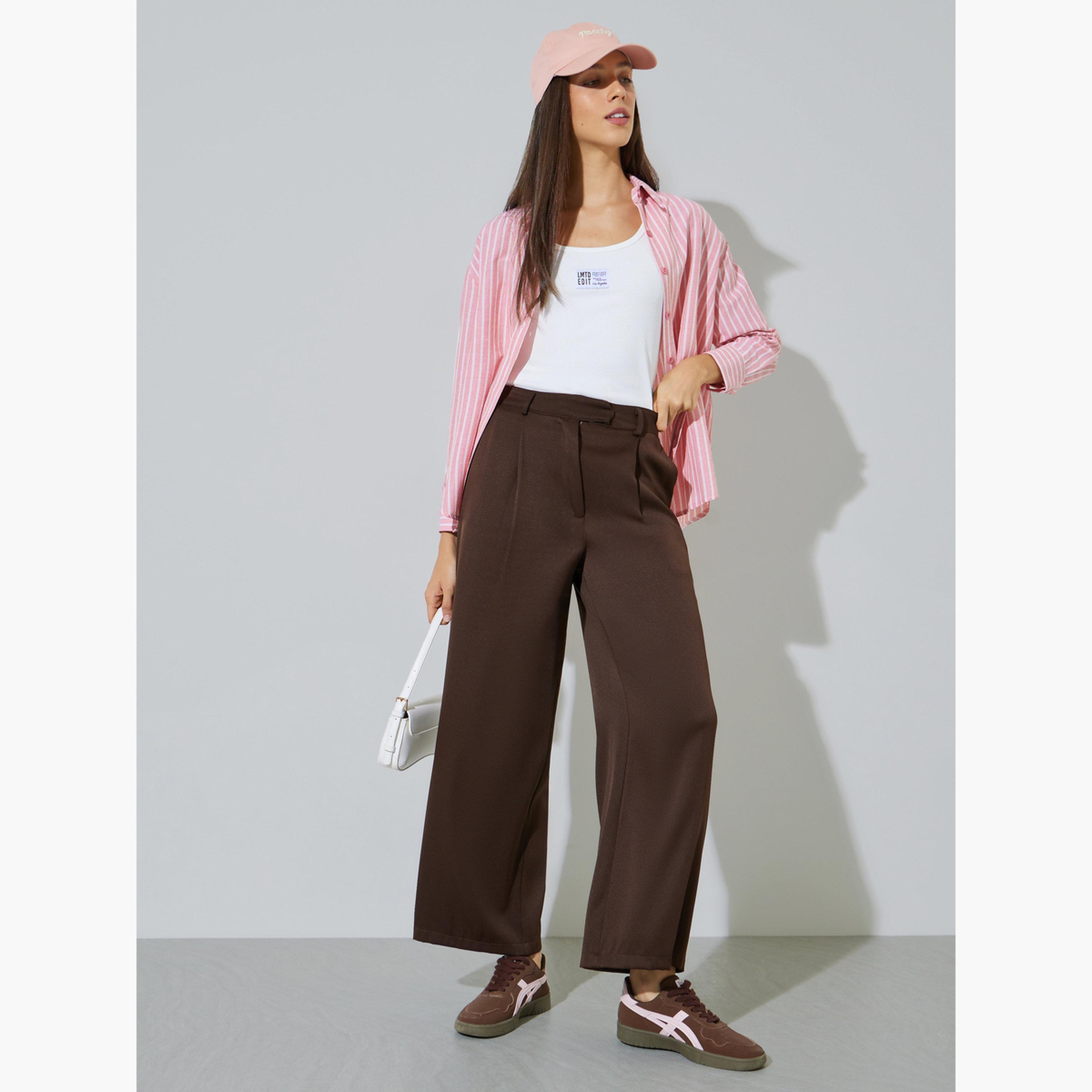 طقم مكون من قطعتين بلوزة بلا أكمام وقميص مخطط بأكمام طويلة-women-clothing-shirtsandblouses-shirts-image-3