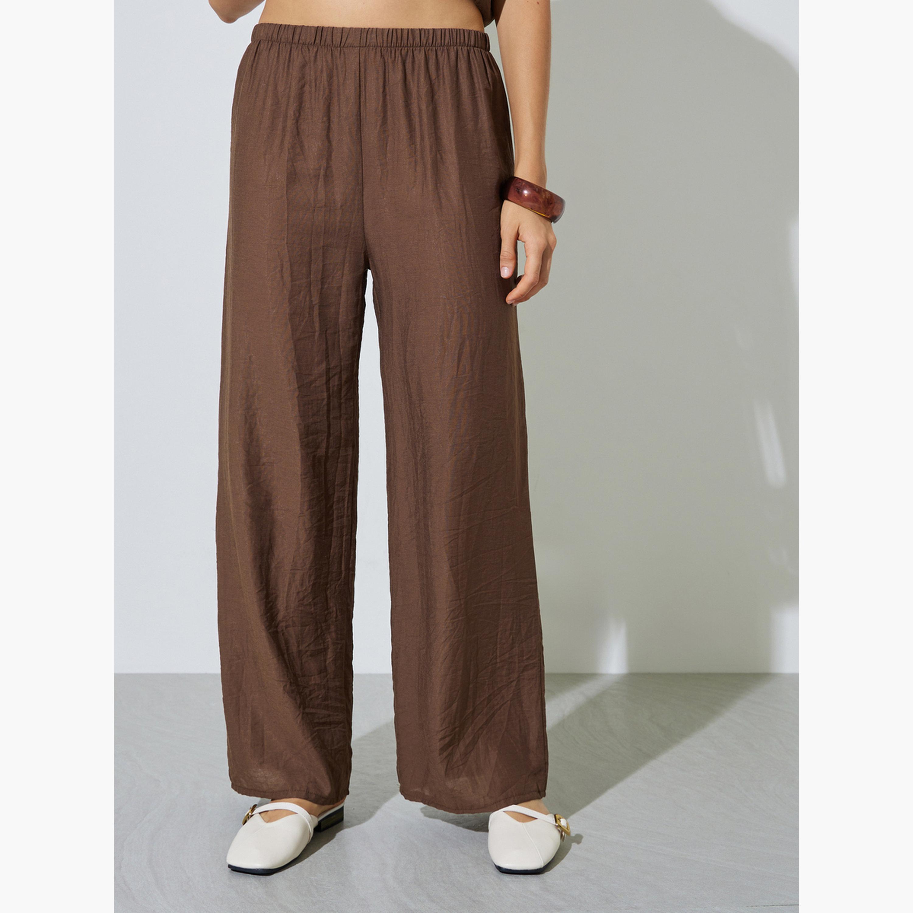 Styli Solid Oversized Short Sleeves Shirt and Wide Leg Pants Co-Ords-women-clothing-coordsets-image-4