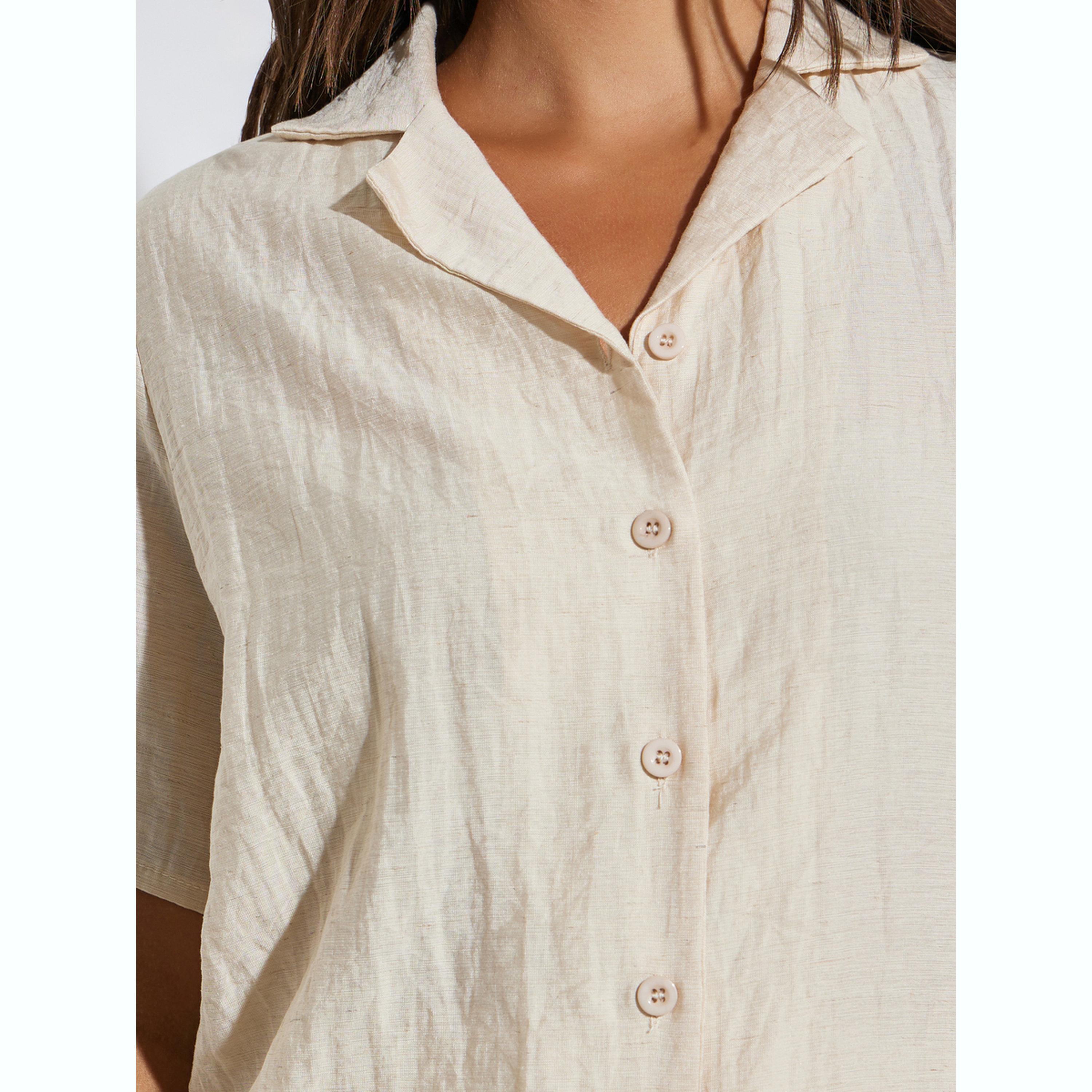 طقم منسق من بنطال بأرجل واسعة وقميص بنمط كتان-women-clothing-coordsets-image-5