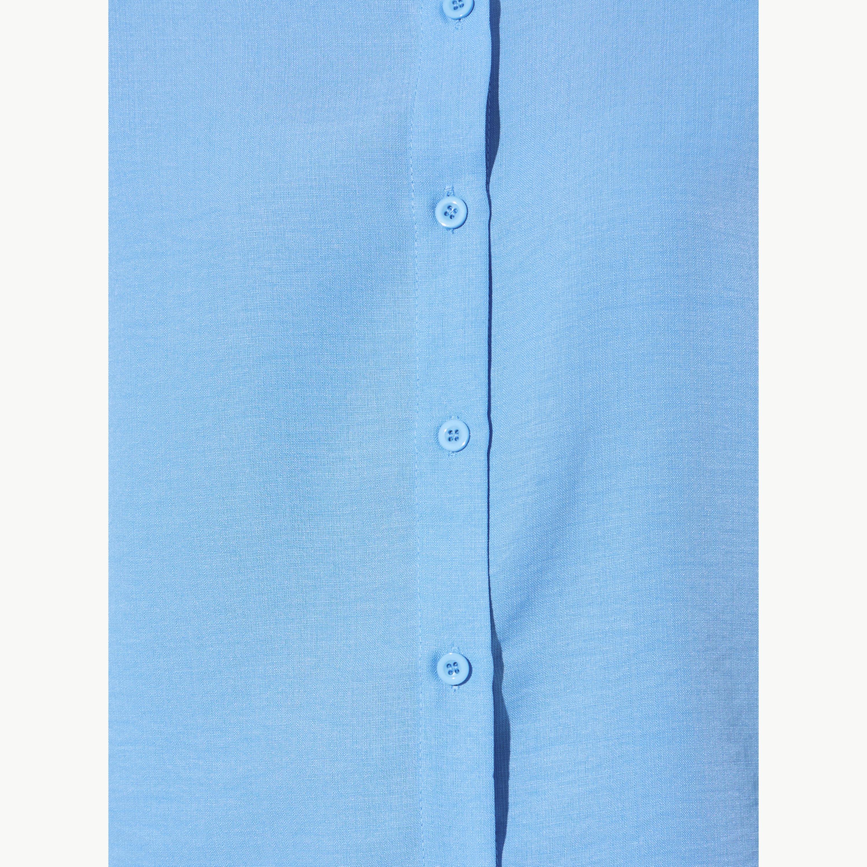 Styli Blue Solid 3/4 Sleeve Oversized Shirt-women-clothing-shirtsandblouses-shirts-image-5