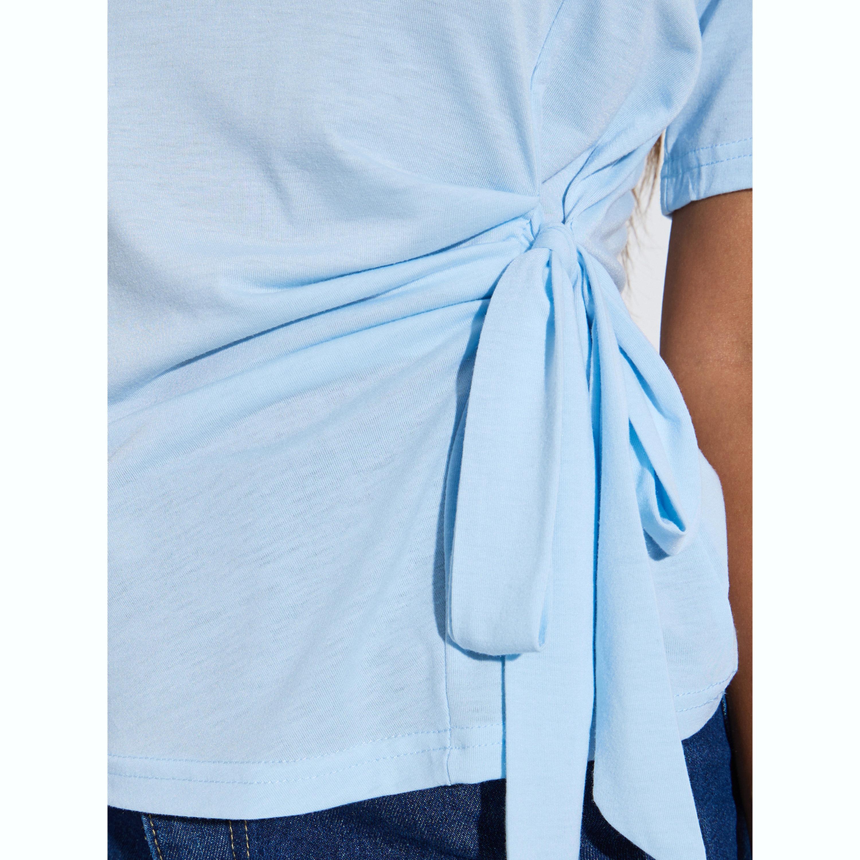 تيشيرت بأكمام قصيرة وربطة جانبية-women-clothing-shirtsandblouses-blouses-image-5