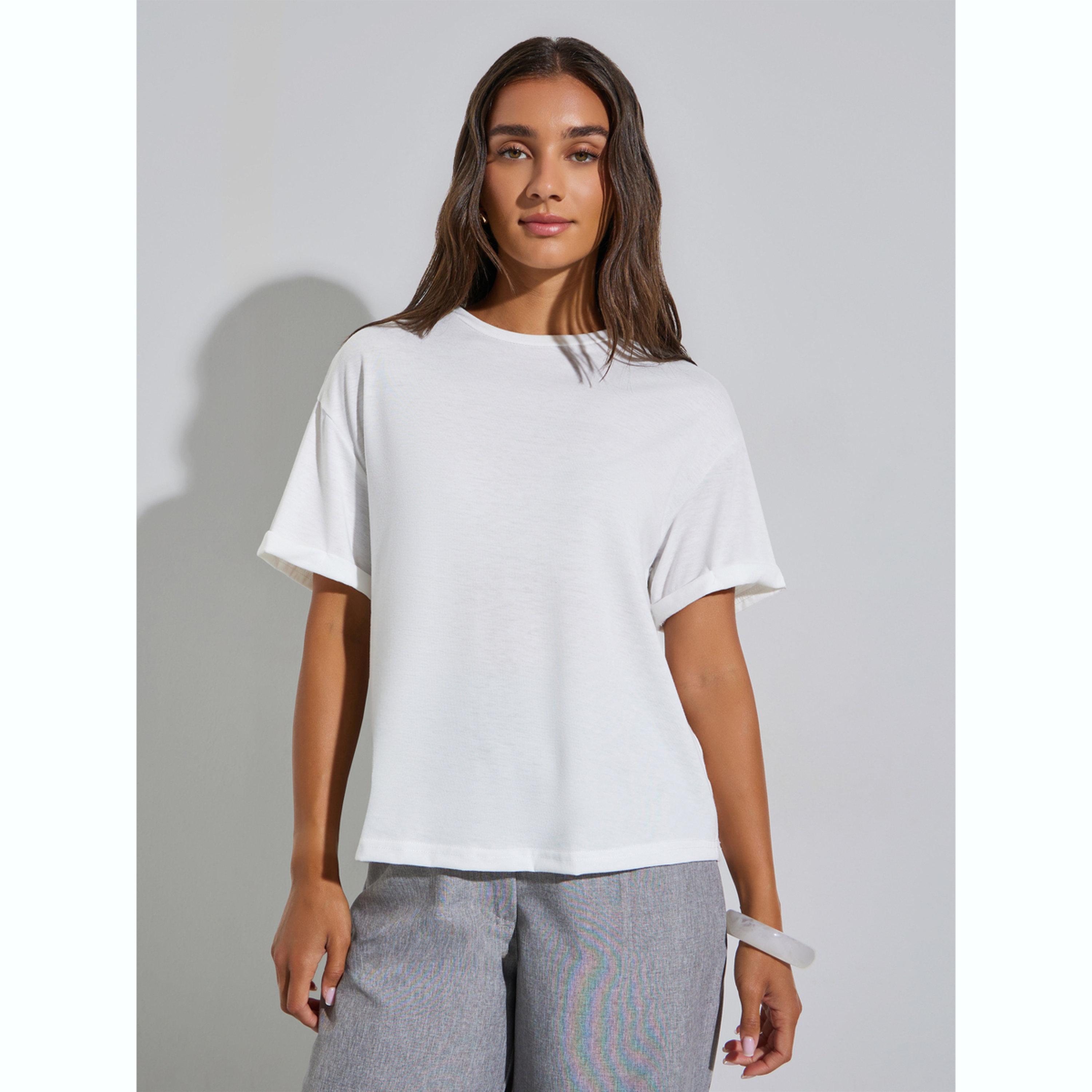 تيشيرت محبوك بياقة دائرية-women-clothing-tshirts-image-1