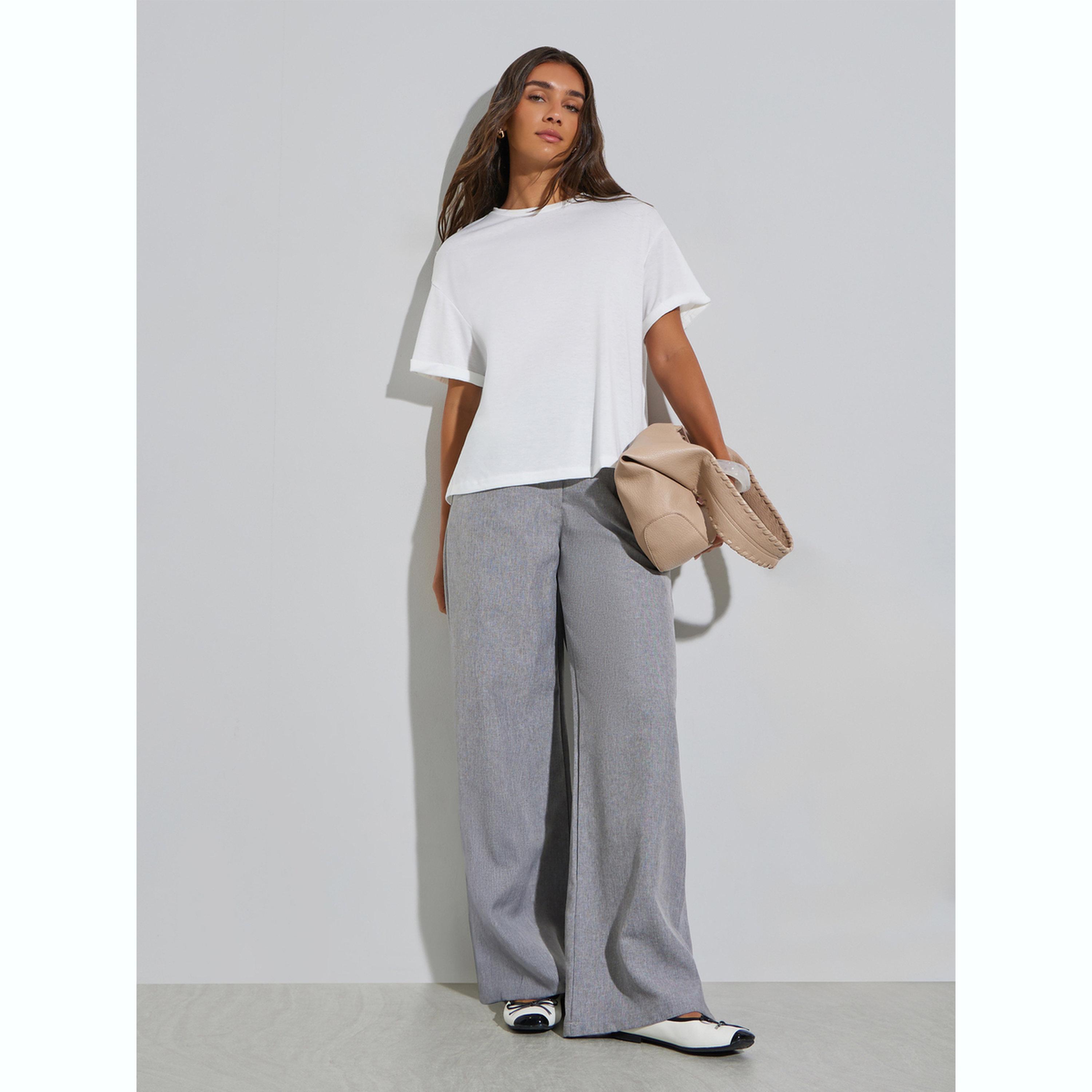 تيشيرت محبوك بياقة دائرية-women-clothing-tshirts-image-2