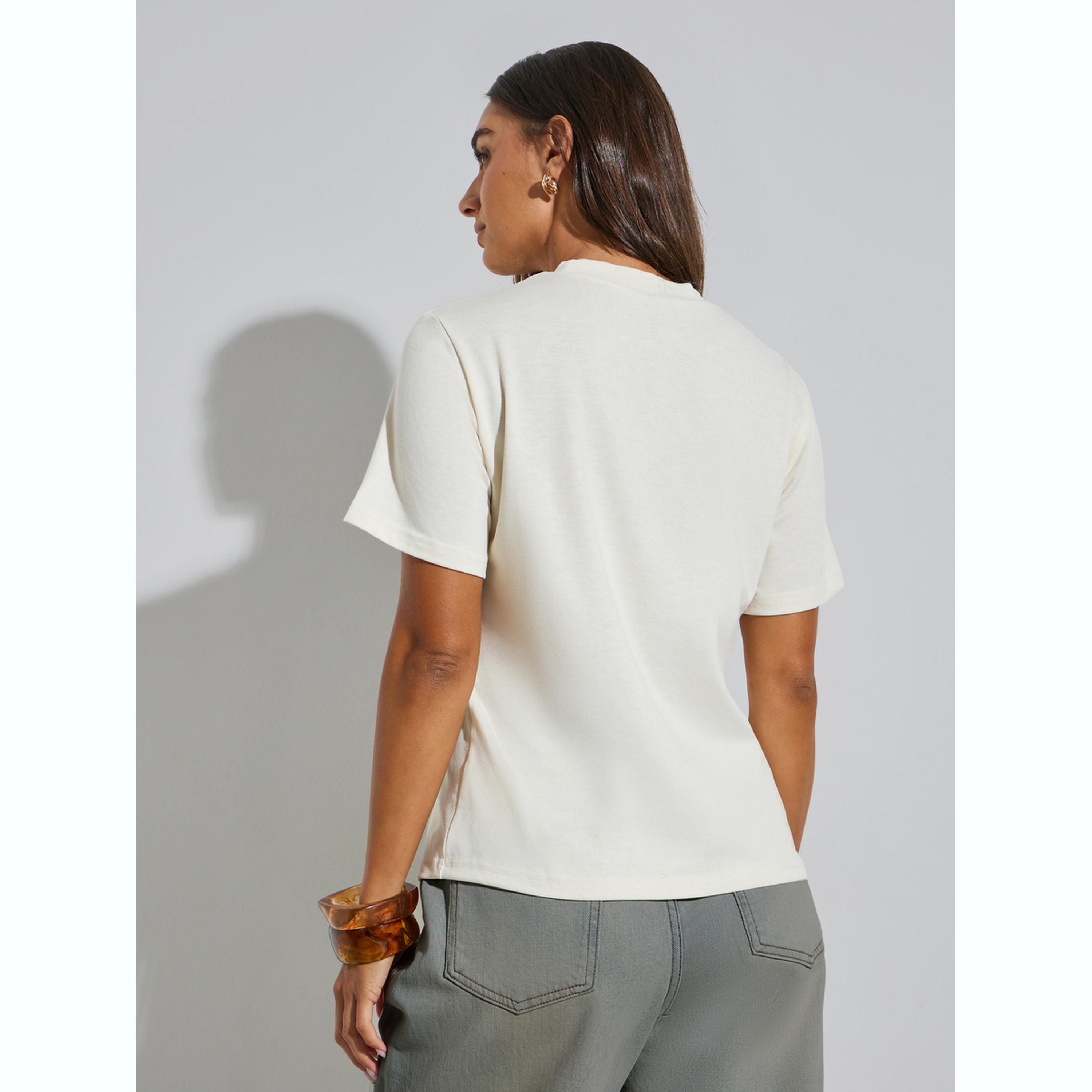 Styli Cream Knitted T-Shirt with Pleated Detail-women-clothing-shirtsandblouses-blouses-image-4