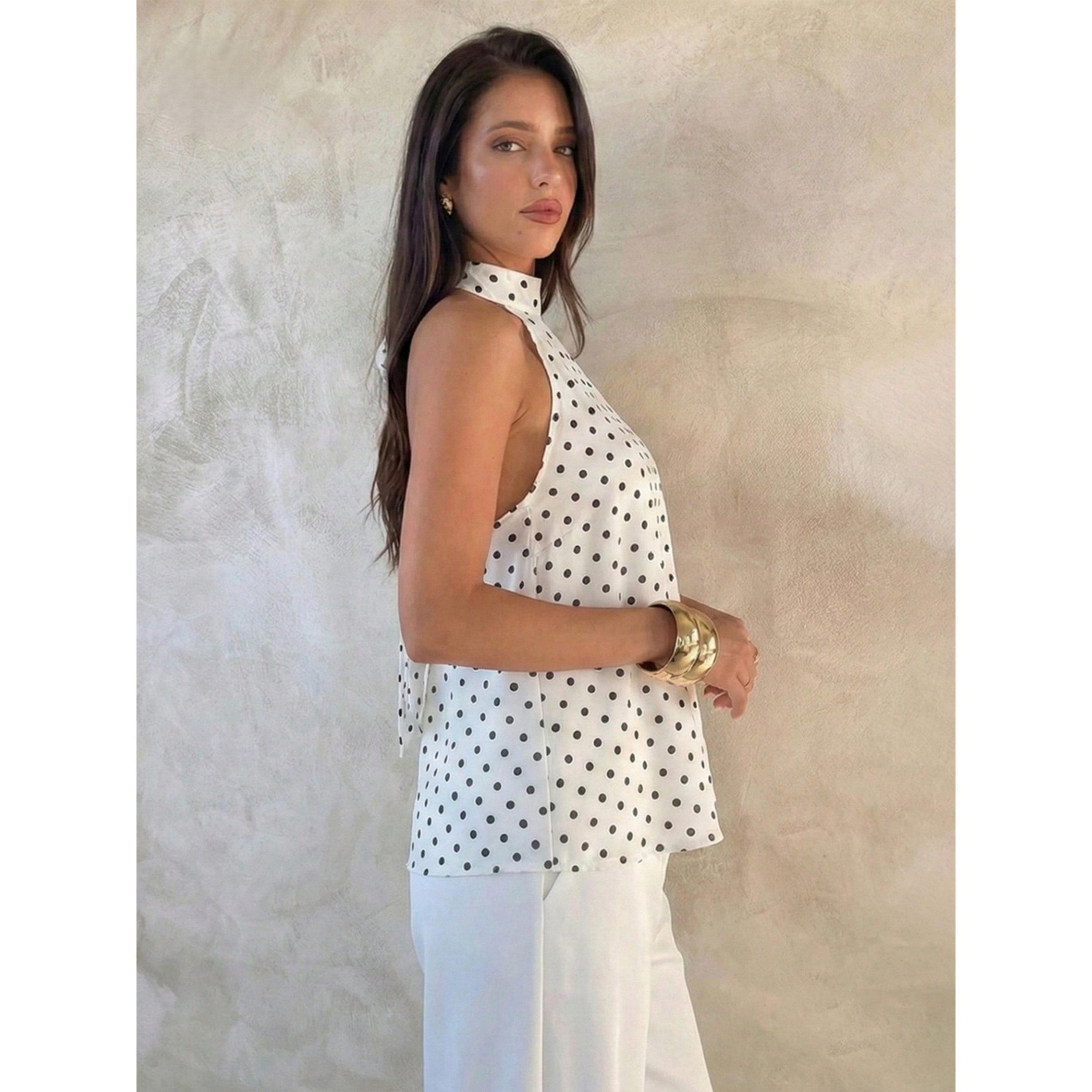 Take Two White Polka Dot Halter Neck Top-women-clothing-shirtsandblouses-blouses-image-2