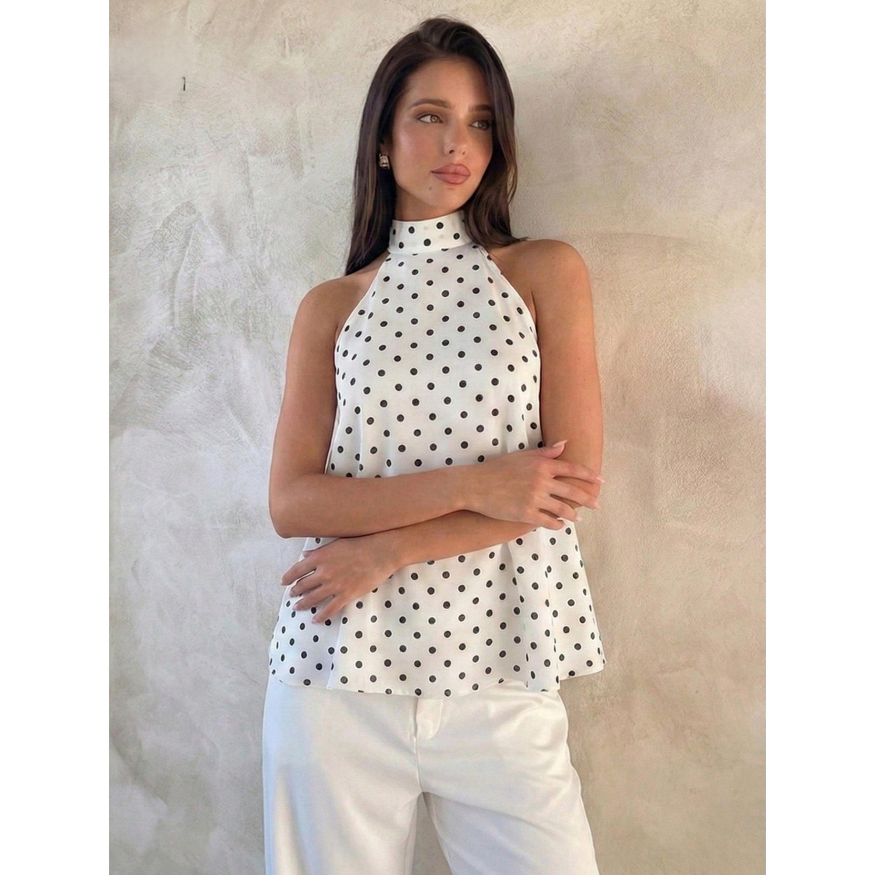 Take Two White Polka Dot Halter Neck Top-women-clothing-shirtsandblouses-blouses-image-4