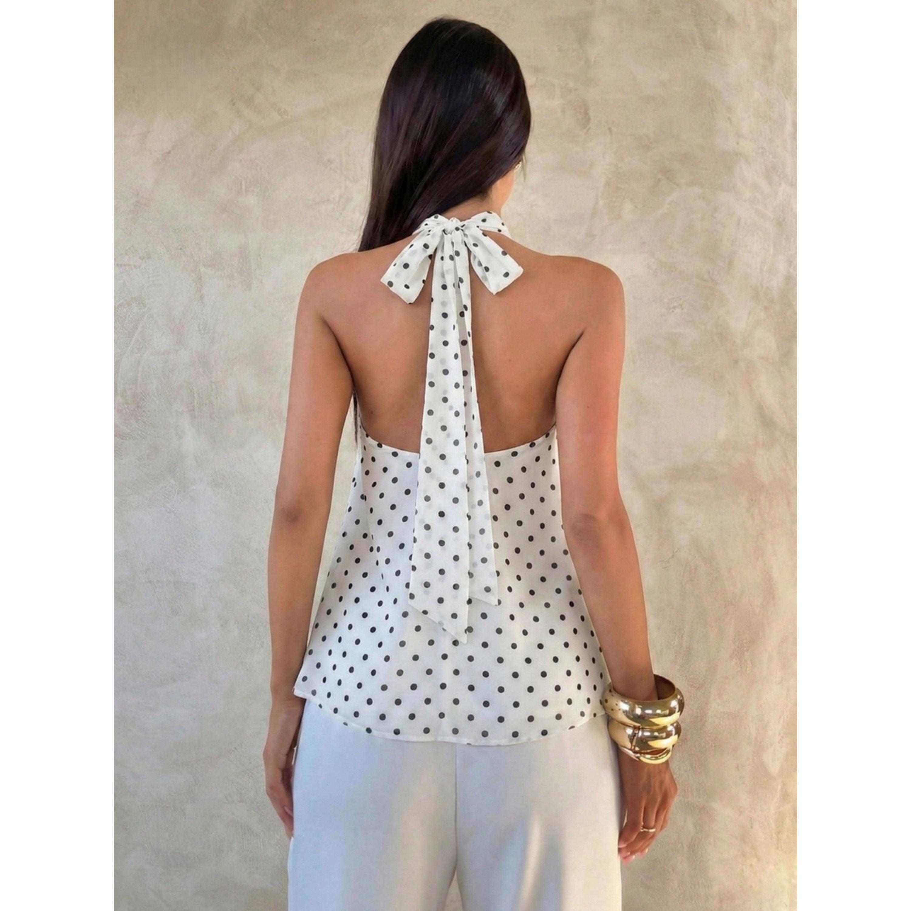 Take Two White Polka Dot Halter Neck Top-women-clothing-shirtsandblouses-blouses-image-5