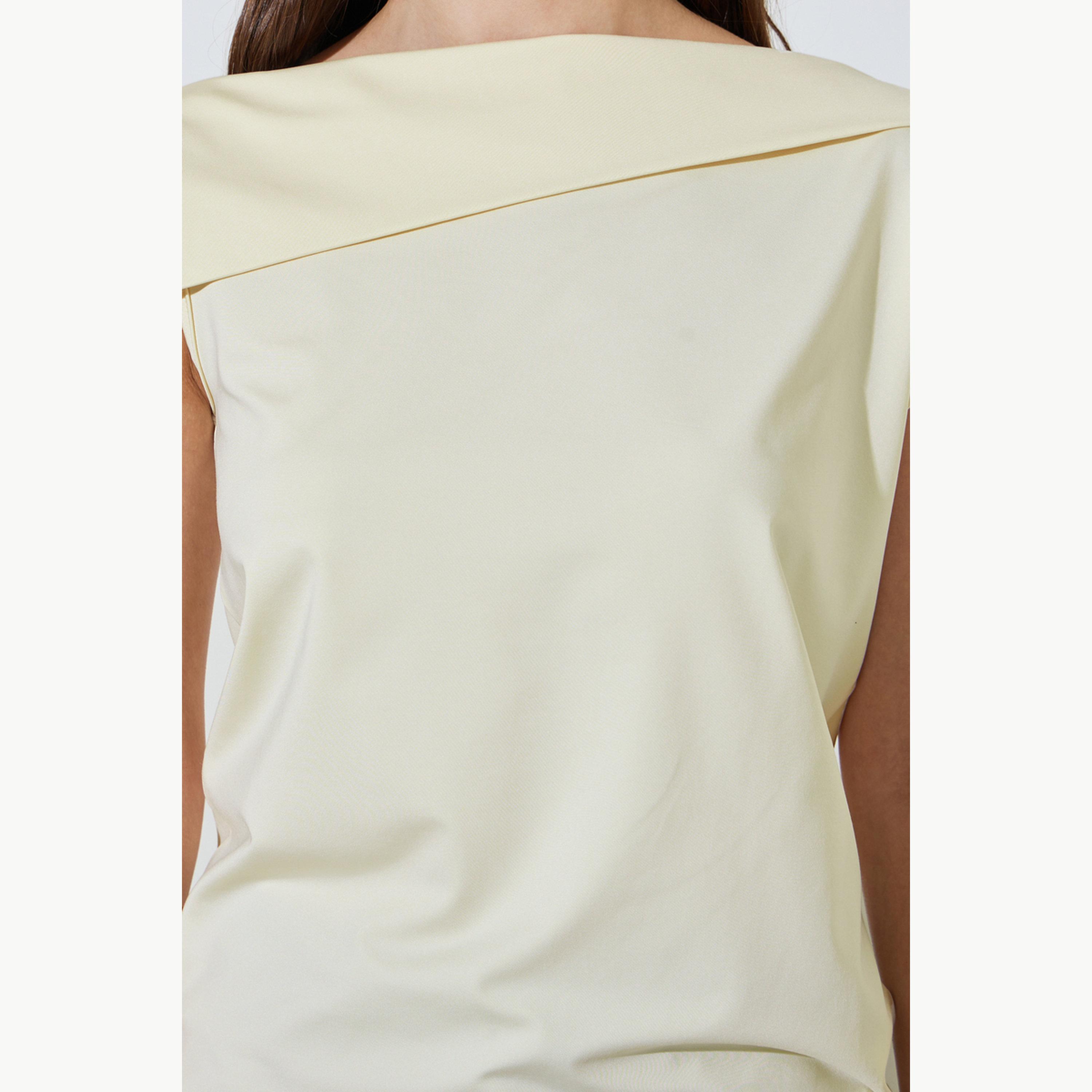 بلوزة محبوكة بياقة مطوية غير متماثلة الطول-women-clothing-shirtsandblouses-blouses-image-4