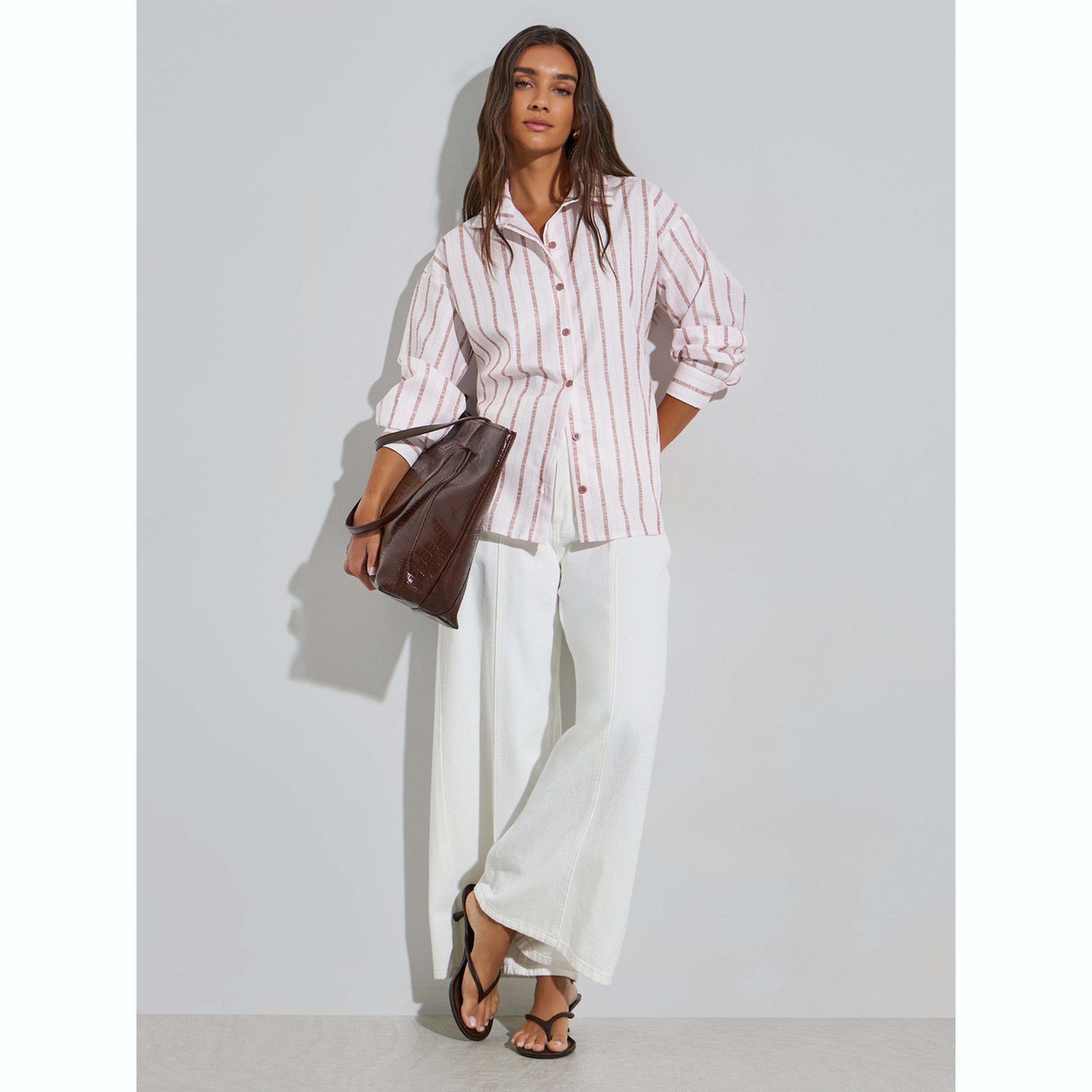 بلوزة واسعة ومخططة بأكمام طويلة-women-clothing-shirtsandblouses-shirts-image-2