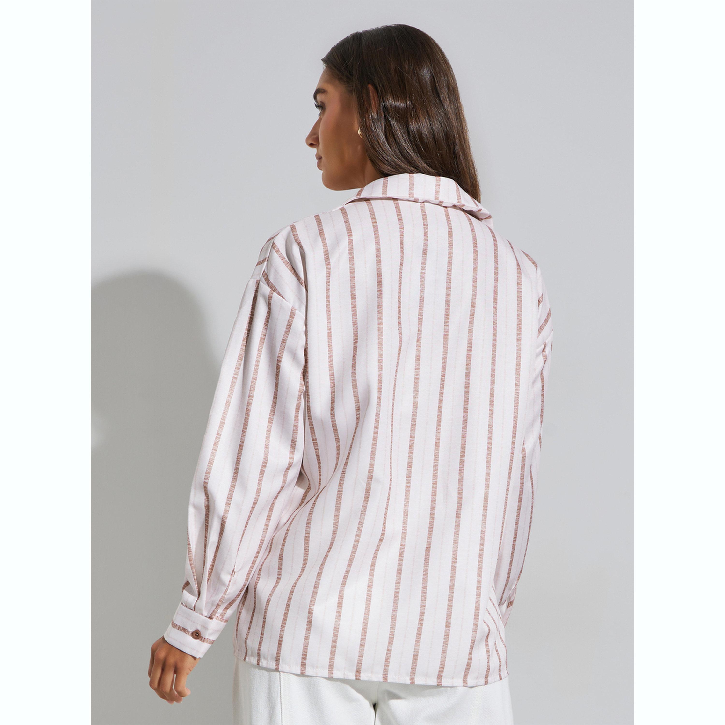 Styli Pink Striped Long Sleeve Oversized Shirt-women-clothing-shirtsandblouses-shirts-image-4