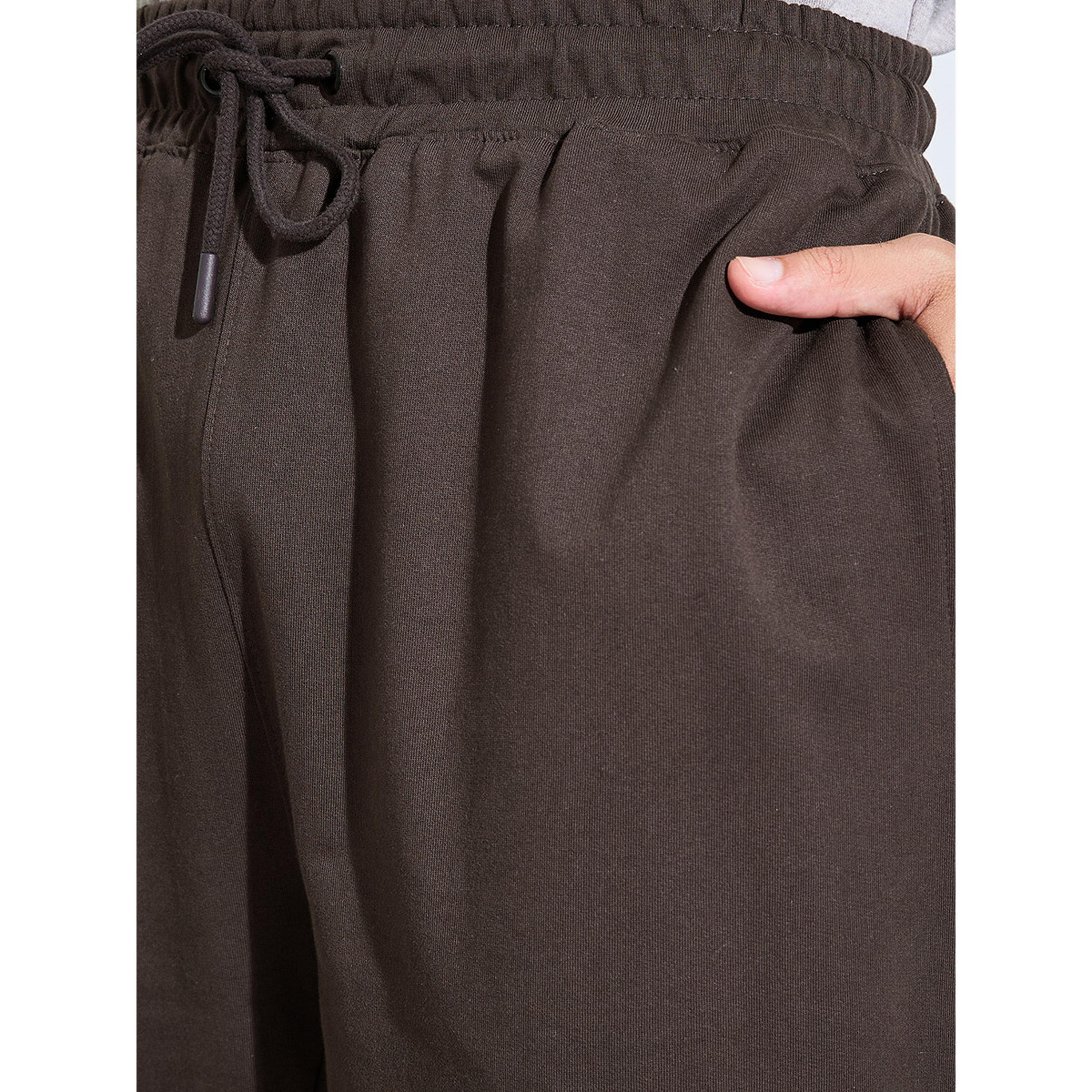 Styli Brown Solid Elasticated Hem Relaxed Fit Joggers-men-clothing-joggers-image-3