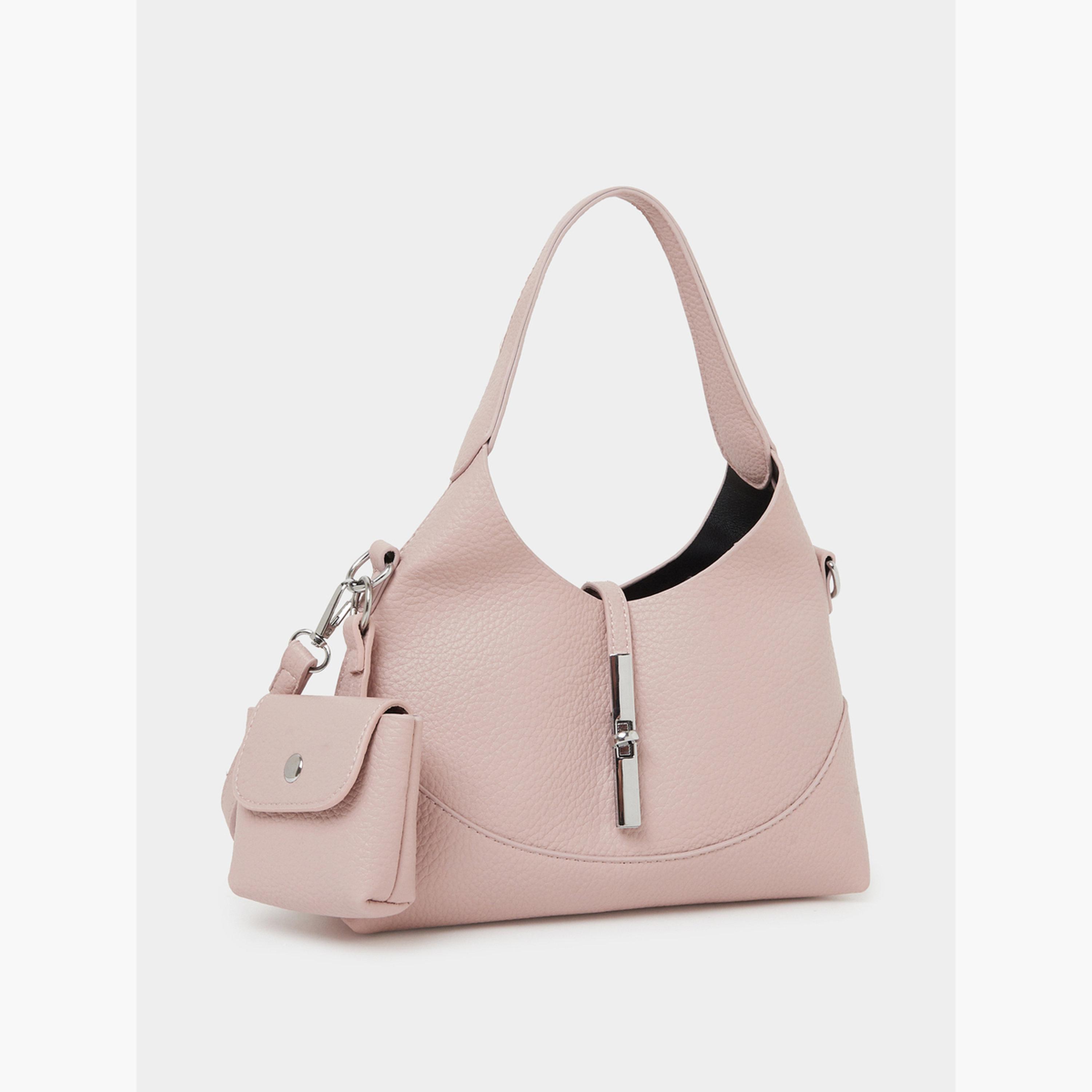 شنطة كتف بتفاصيل بارزة الملمس مع محفظة صغيرة-women-bagsandwallets-handbags-image-2