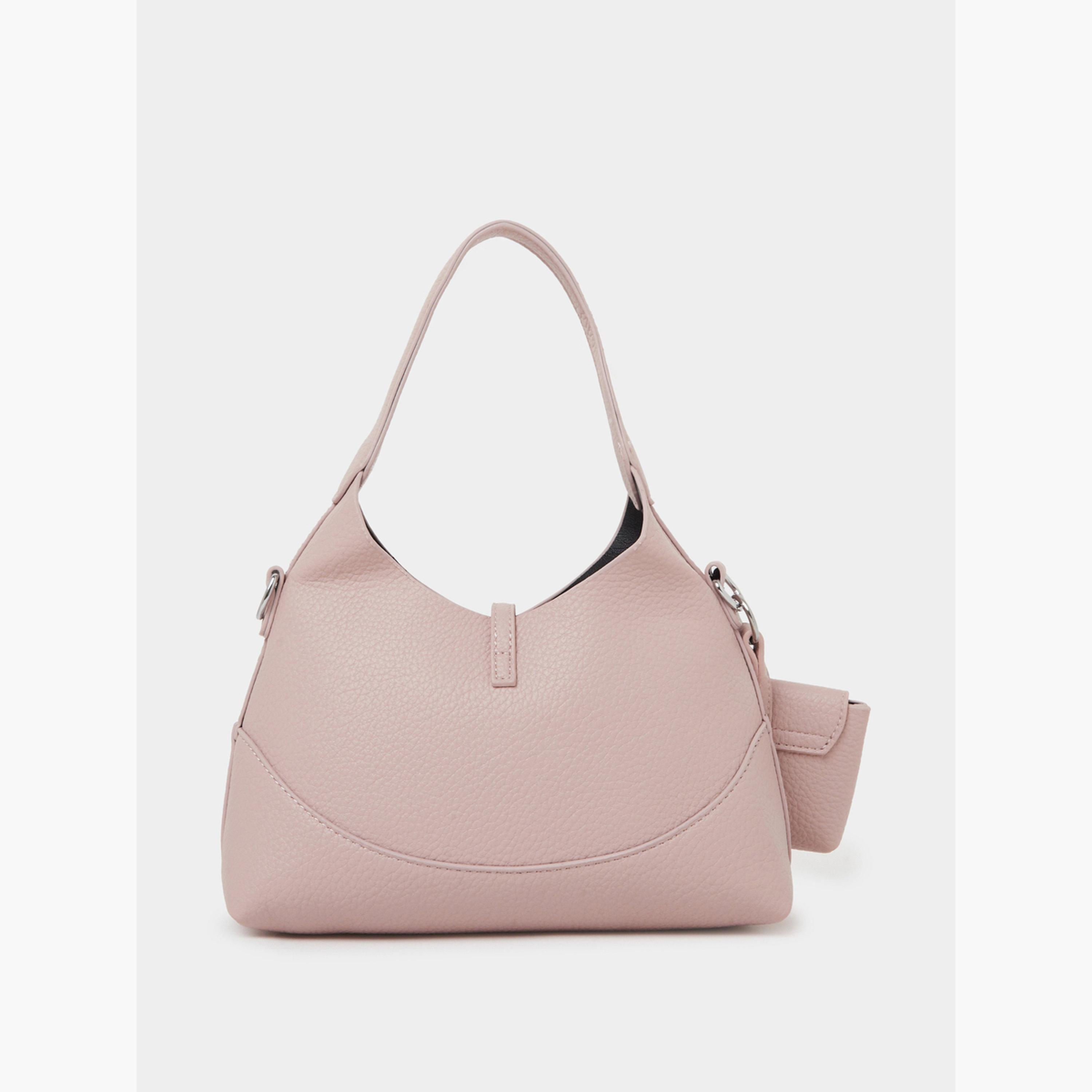 شنطة كتف بتفاصيل بارزة الملمس مع محفظة صغيرة-women-bagsandwallets-handbags-image-3