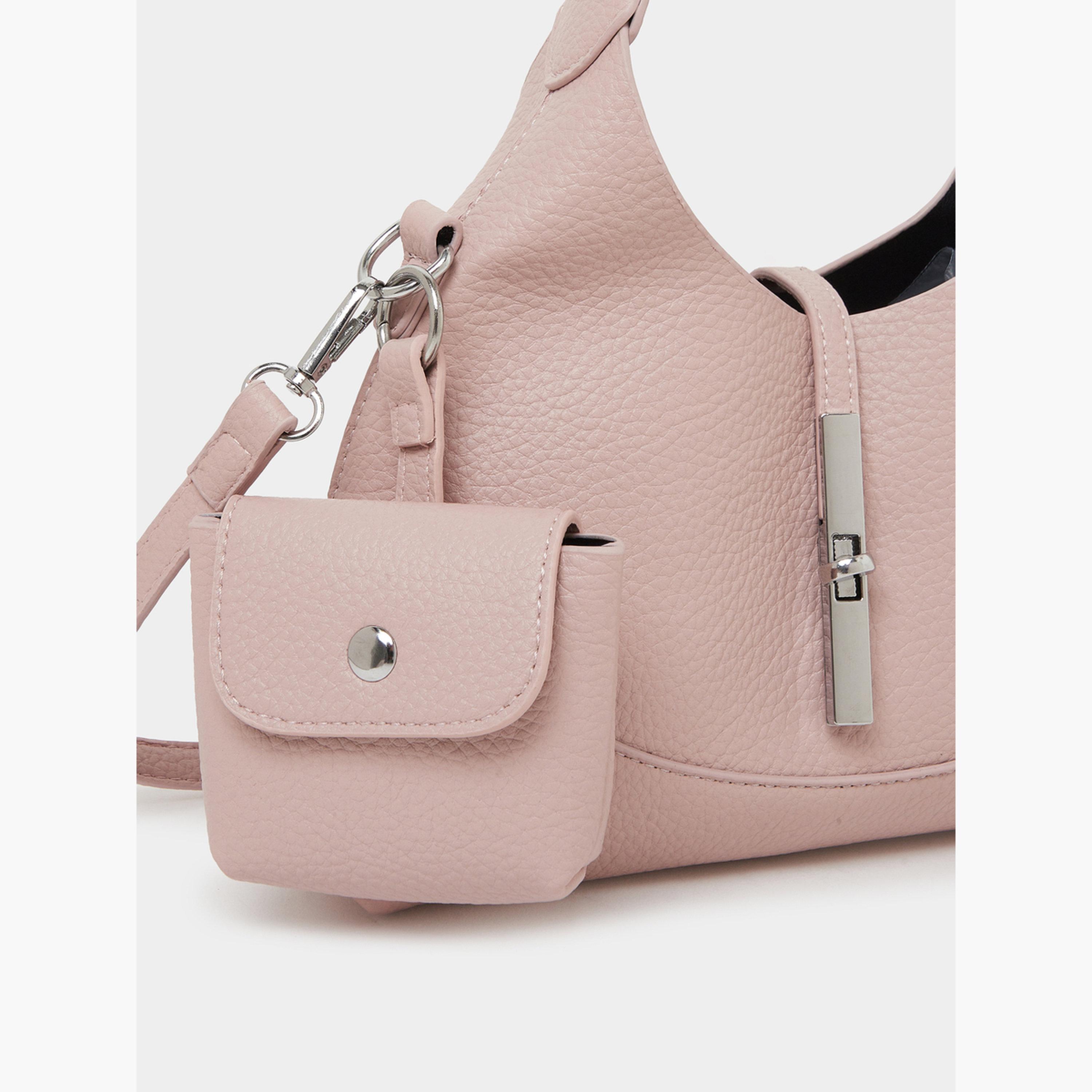 شنطة كتف بتفاصيل بارزة الملمس مع محفظة صغيرة-women-bagsandwallets-handbags-image-4