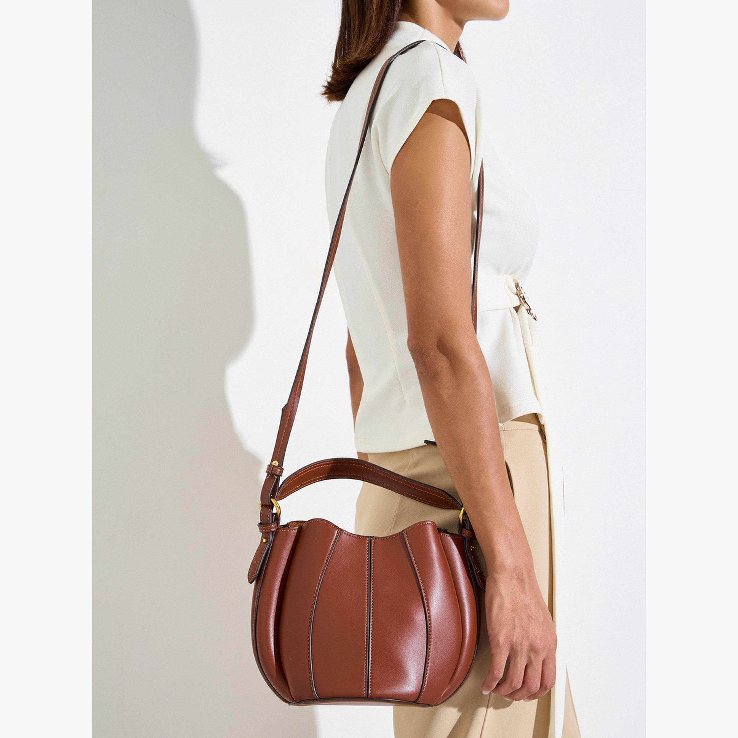 ستايلي - شنطة دلو بنية اللون من الجلد الصناعي مع جيب-women-bagsandwallets-handbags-image-2