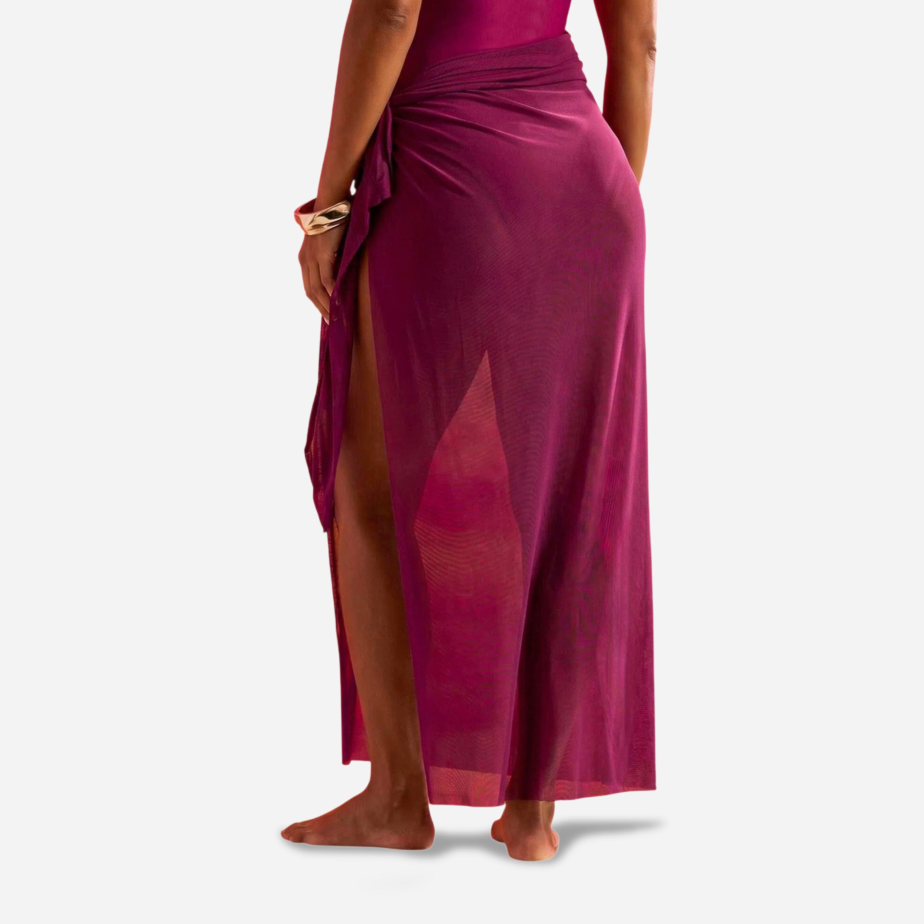 Styli Burgundy One Shoulder Swimsuit with Mesh Drape Tie Sarong-women-clothing-swimandbeach-swim-swimsuits-image-4