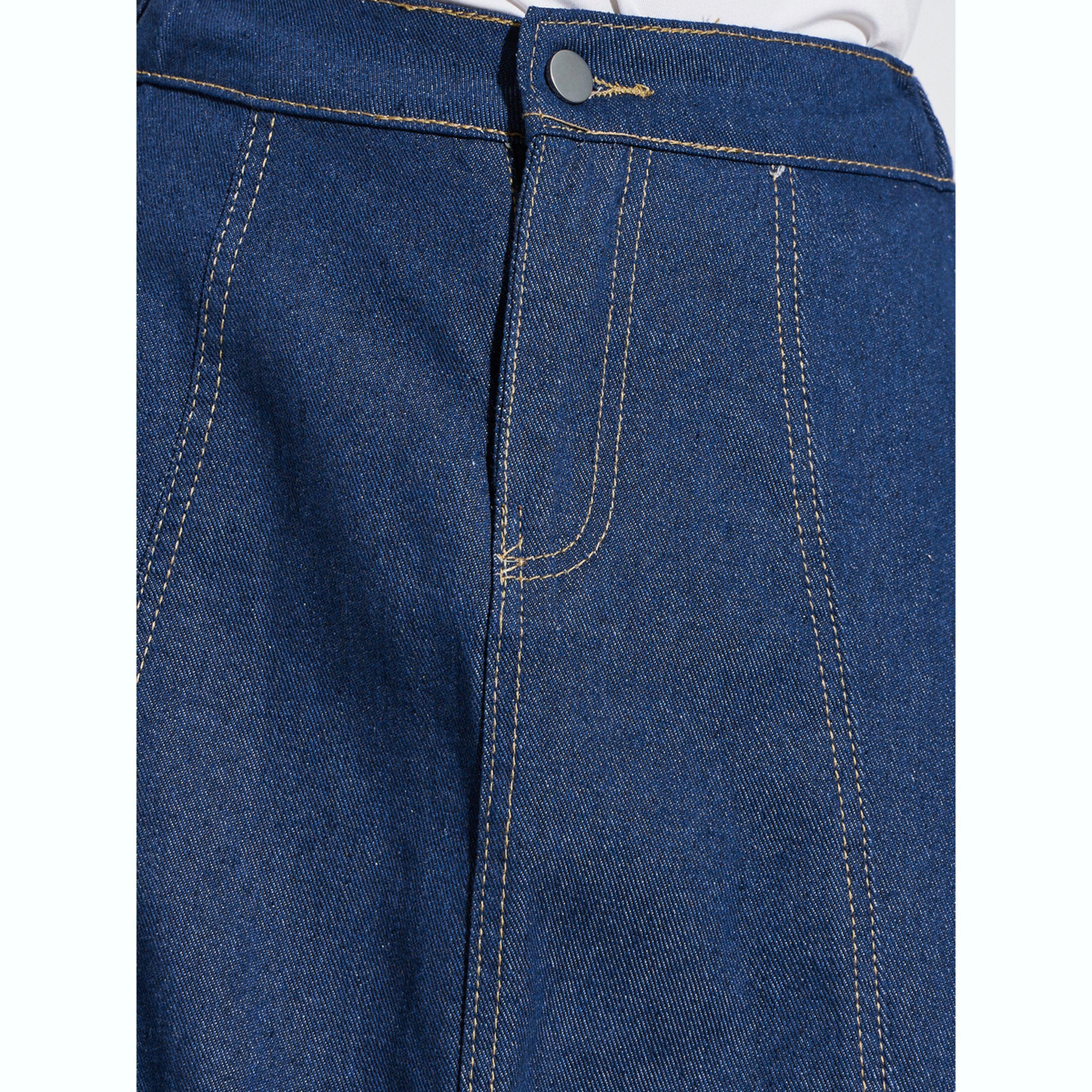Styli Blue Solid A-Line Denim Midi Skirt-women-clothing-bottoms-skirts-image-3