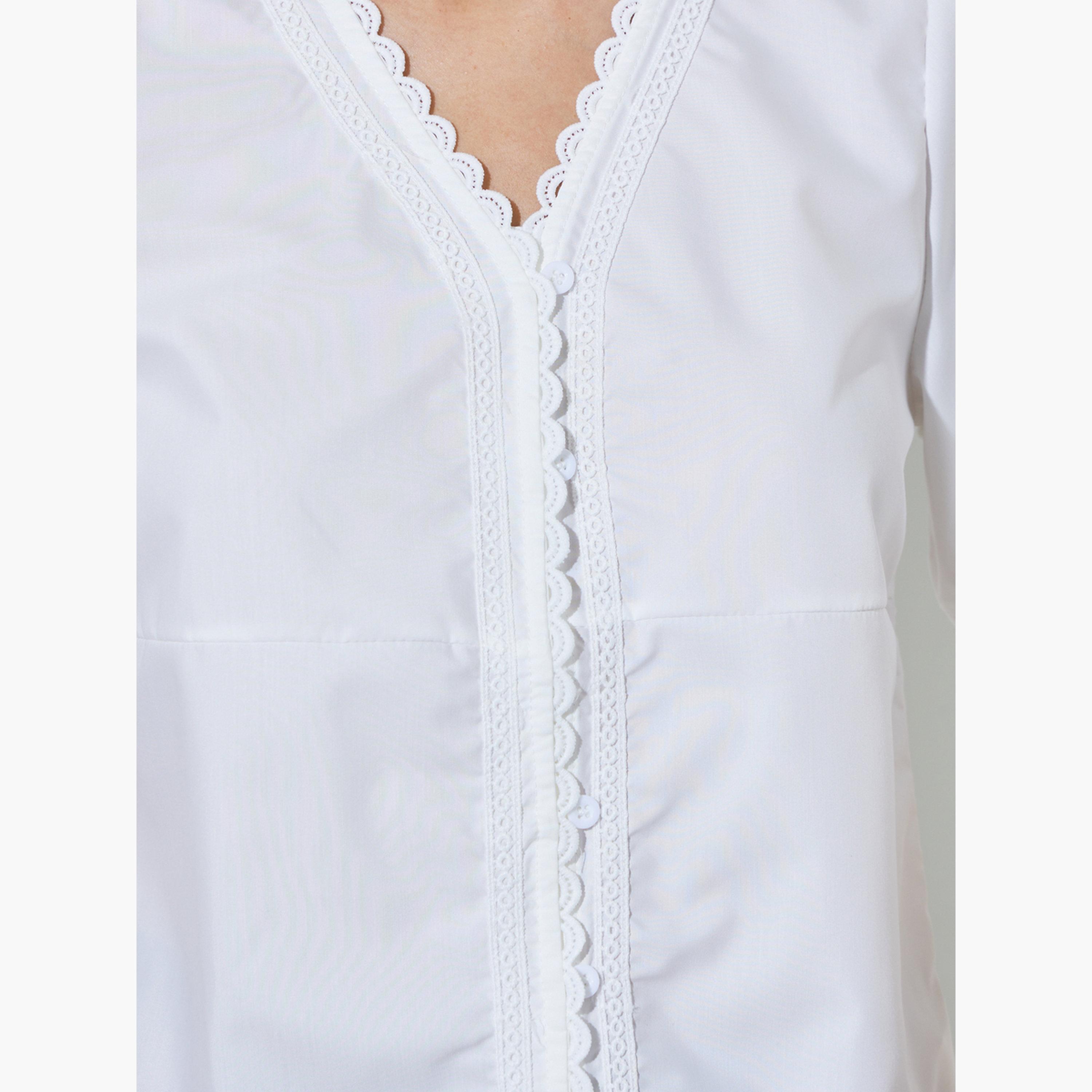 Styli White Short Sleeve Lace Trim Blouse-women-clothing-shirtsandblouses-blouses-image-4