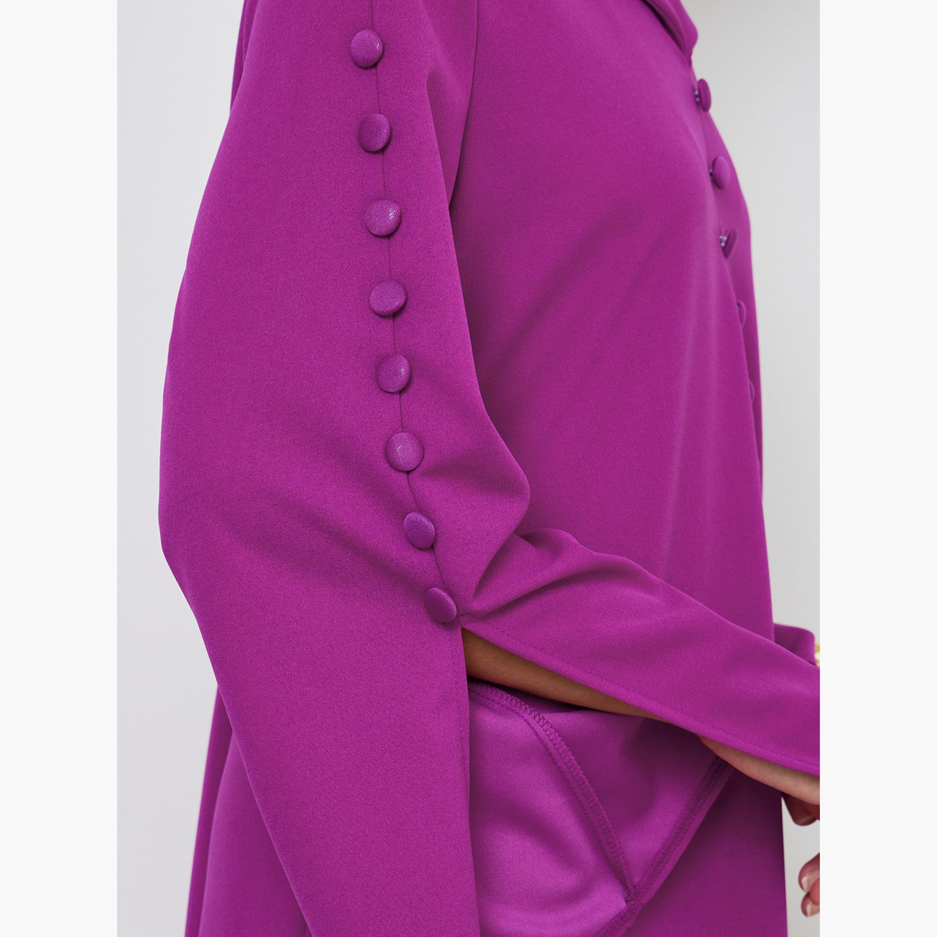 Styli Purple Slit Sleeve Jalabiya with Button Detail-women-arabicclothing-jalabiyas-image-5