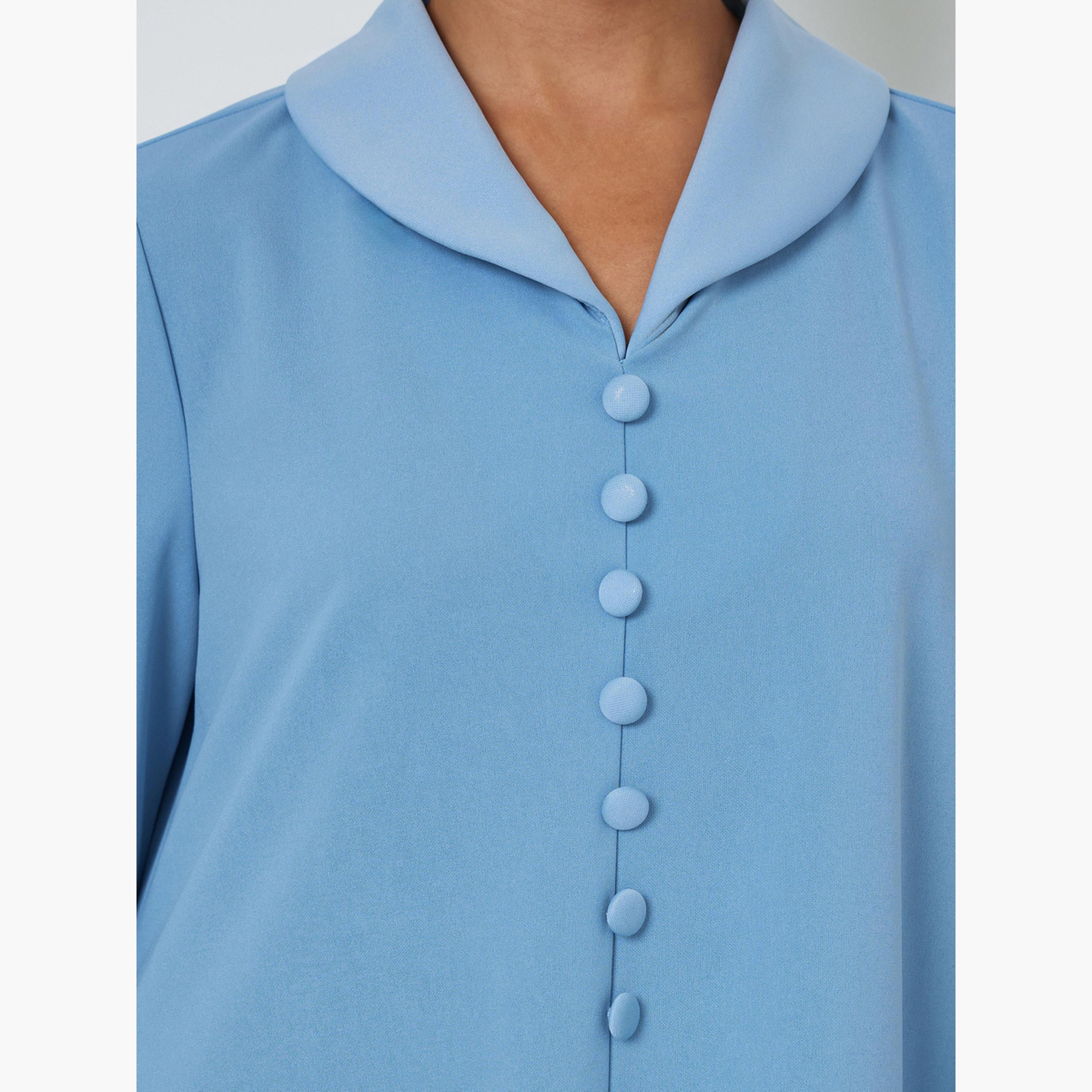 Styli Blue Slit Sleeve Jalabiya with Button Detail-women-arabicclothing-jalabiyas-image-4
