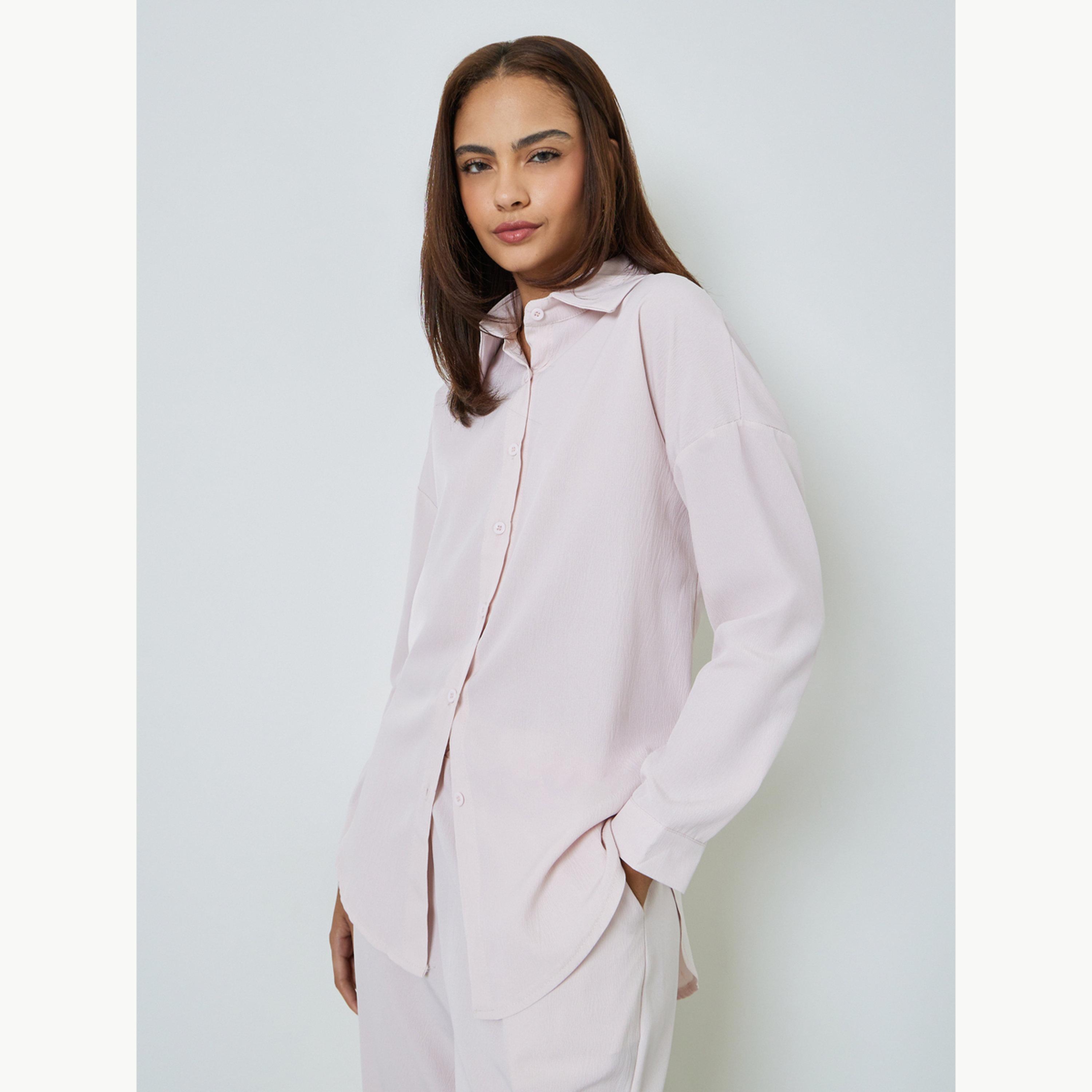 Amirah X Styli Beige Shirt and Wide Leg Pants Set-women-clothing-coordsets-image-2