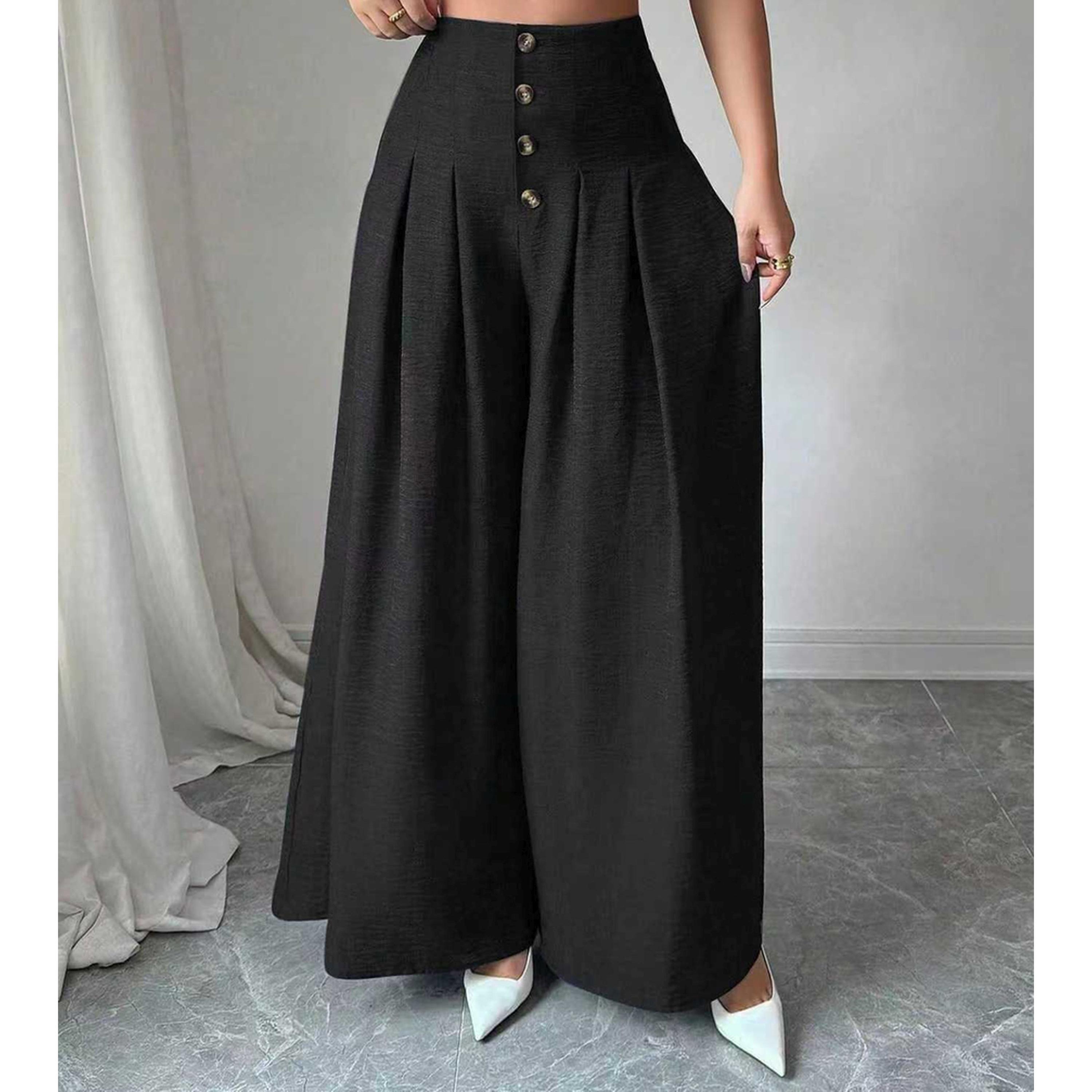 بنطال بأرجل واسعة جداً مع أزرار علوية-women-clothing-joggers-image-1
